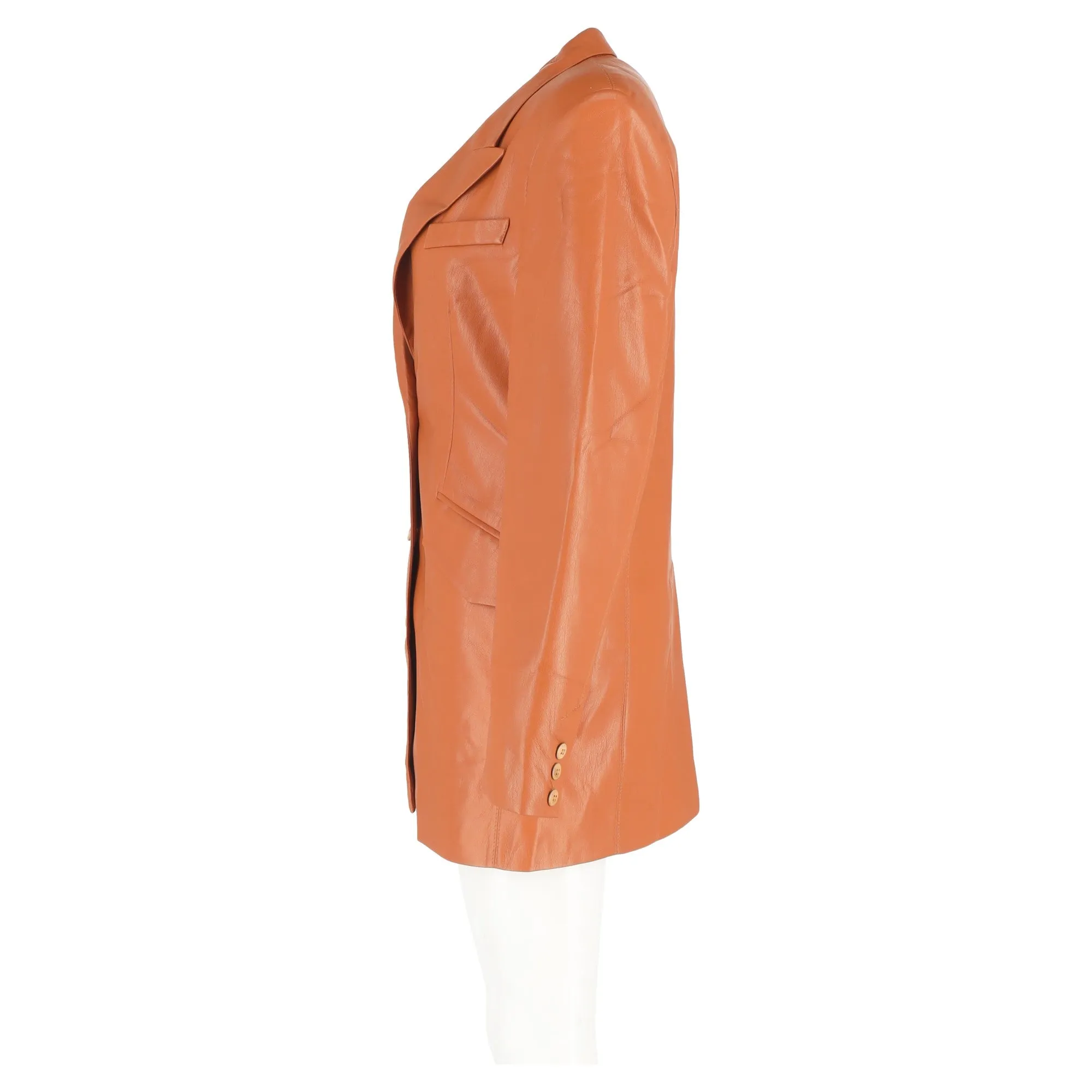 Nanushka Cancun Blazer with Pockets in Brown Leather