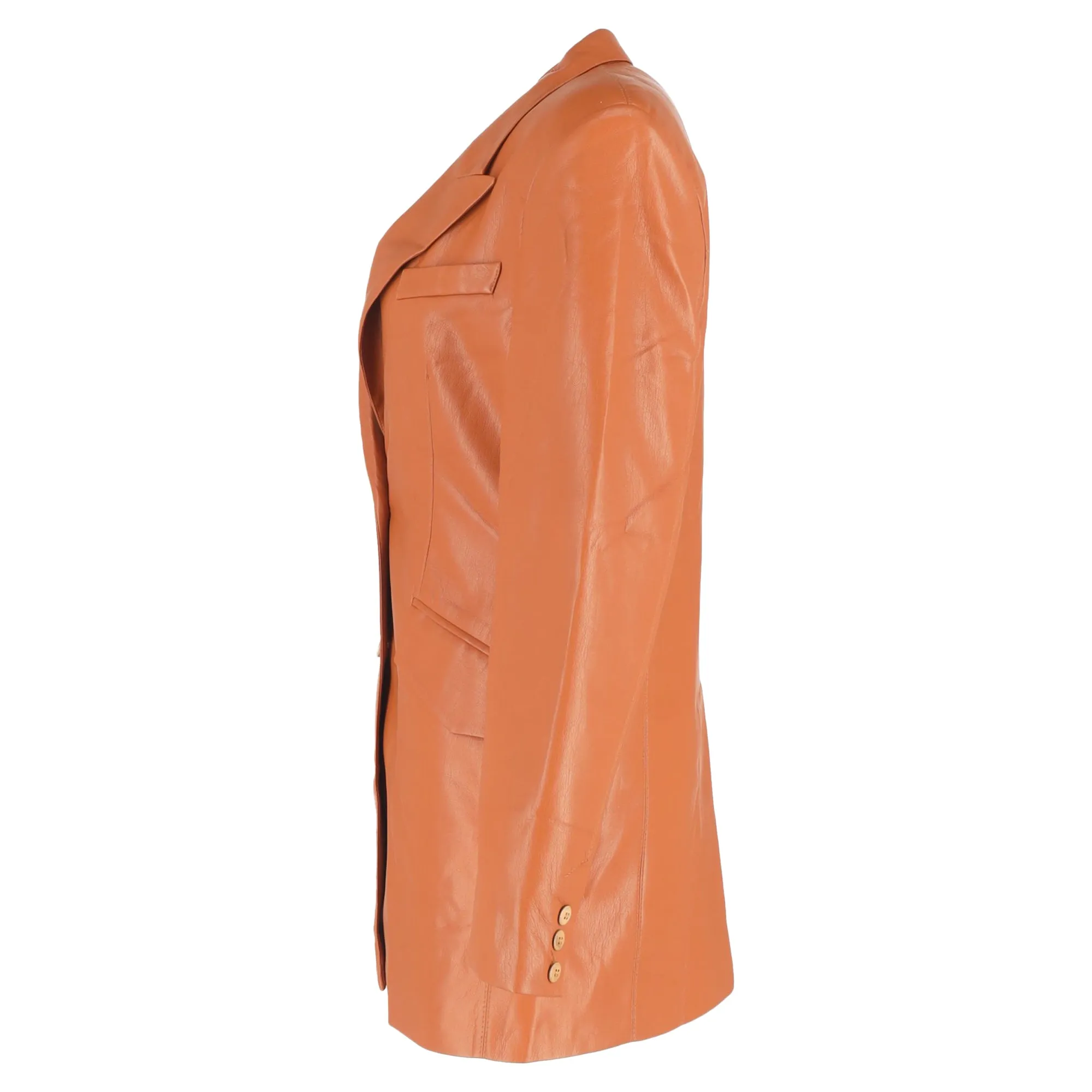 Nanushka Cancun Blazer with Pockets in Brown Leather