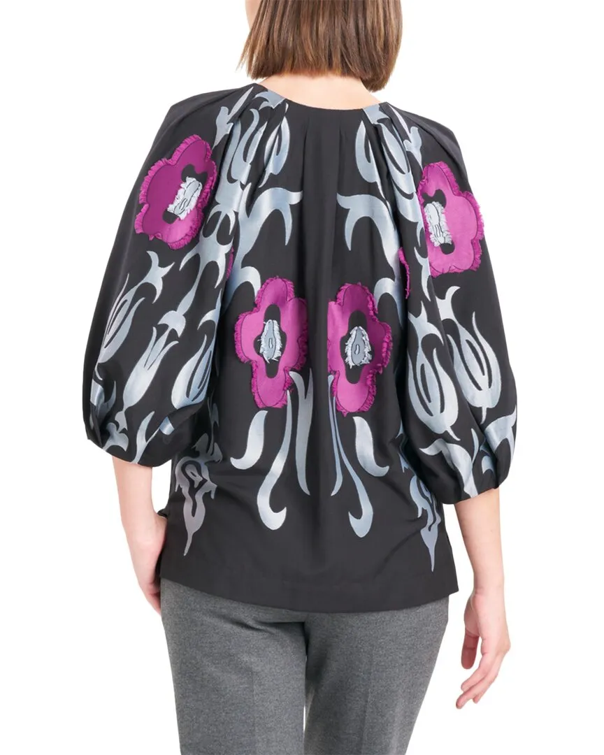 Natori Suzani Jacquard Pleated Top