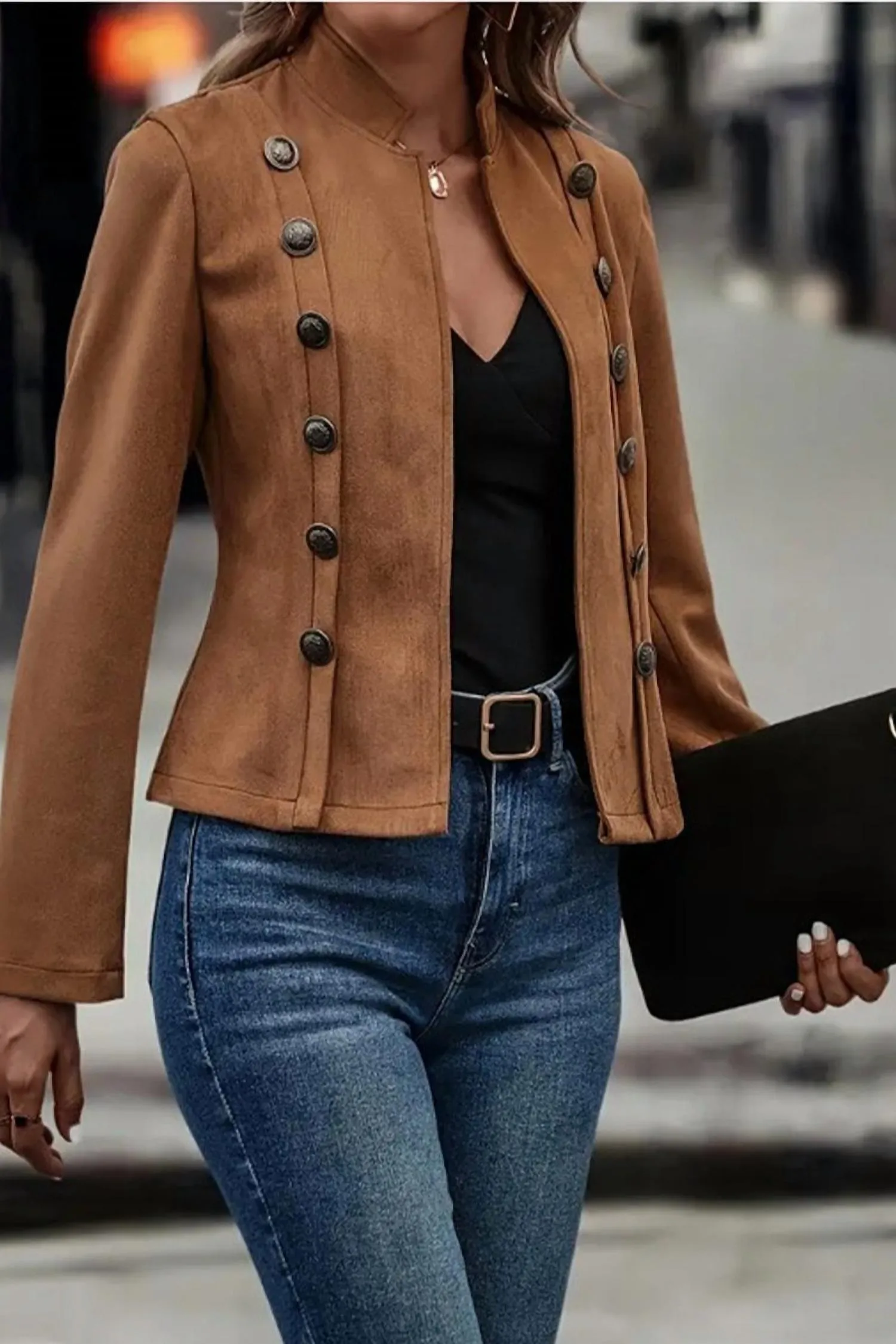 Need To Know Suede Collar Jacket In Rust