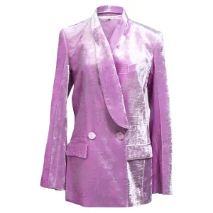 Nina Ricci Double-Breasted Velvet Blazer in Purple Viscose
