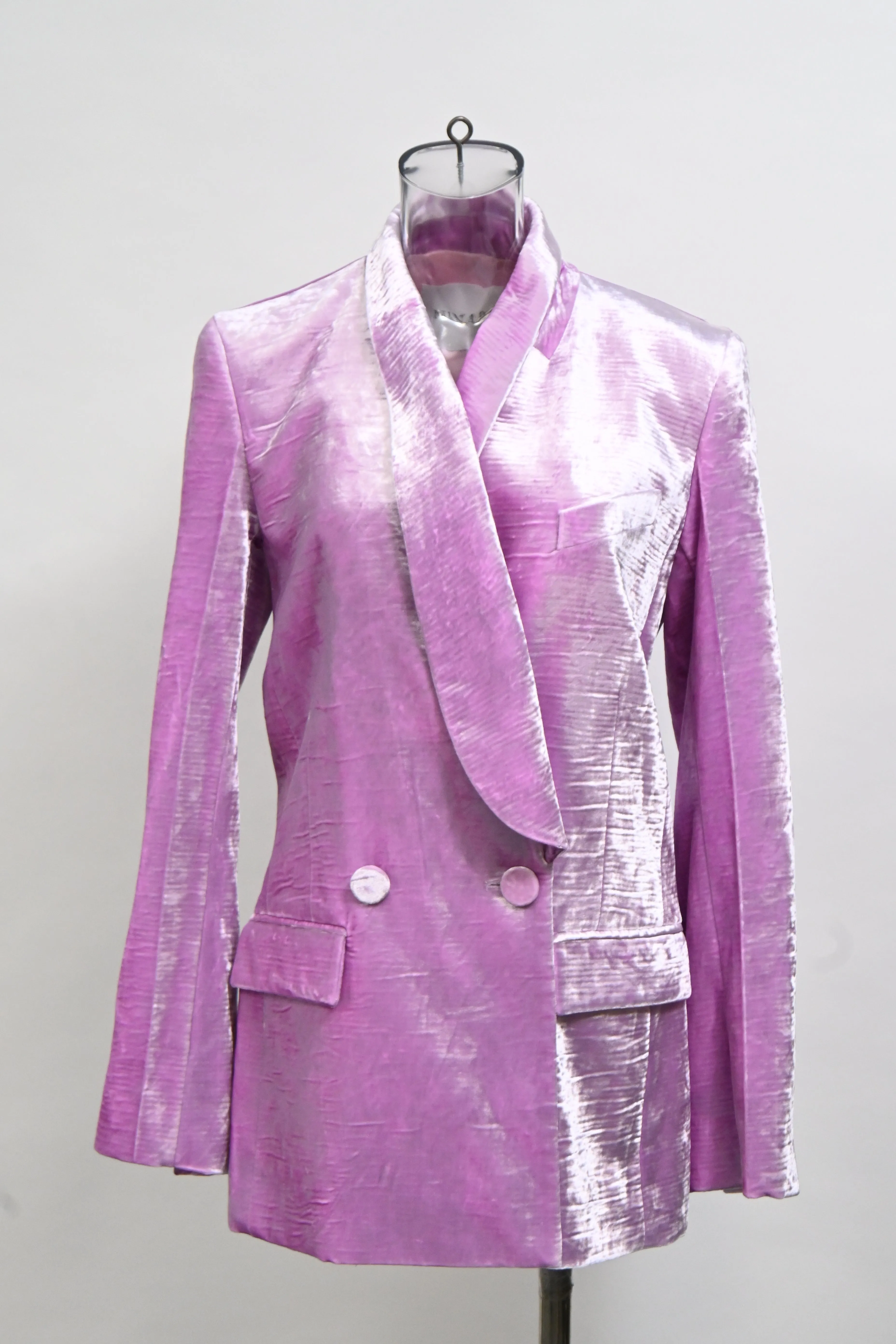 Nina Ricci Double-Breasted Velvet Blazer in Purple Viscose