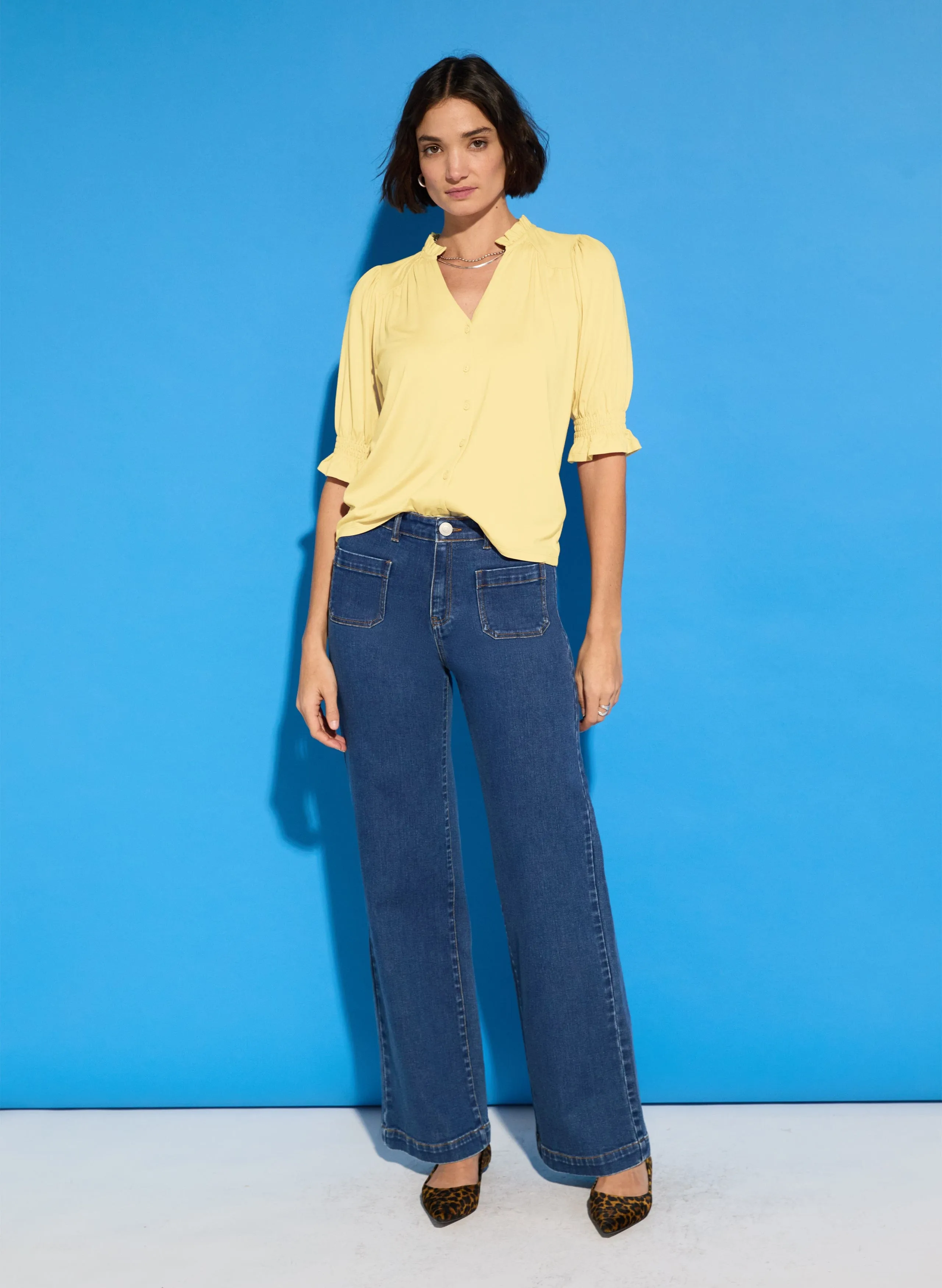 Noa LENZING™ ECOVERO™ Short Sleeve Blouse | Butter Yellow