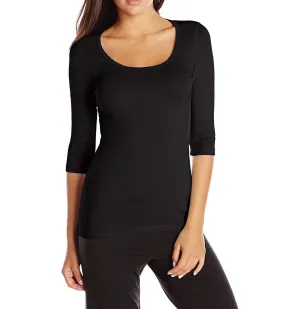 Norah 3/4 Sleeve Rib Tee In Black