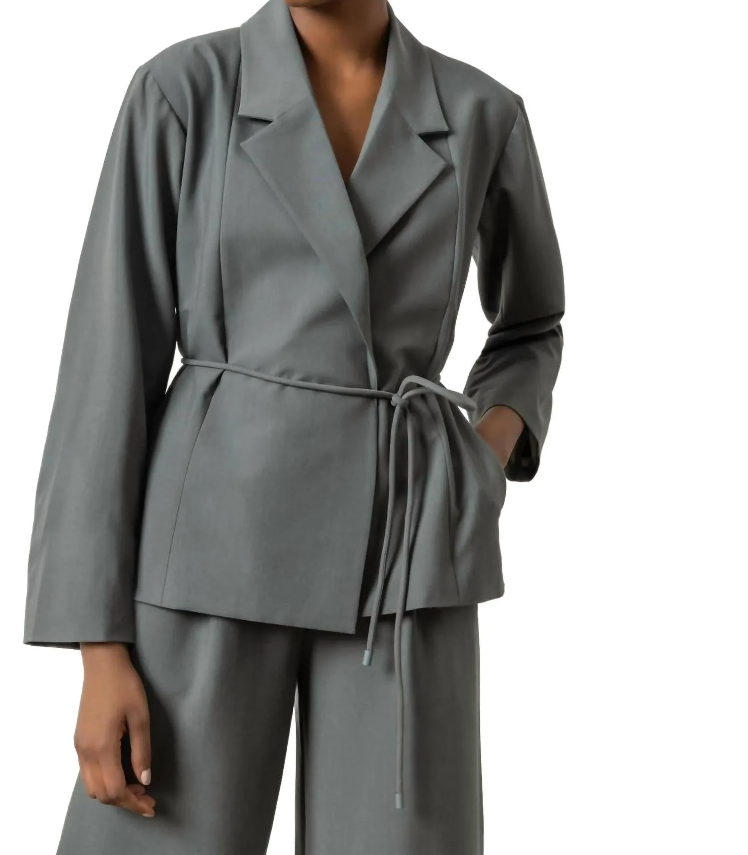 Notch Collar Blazer In Slate