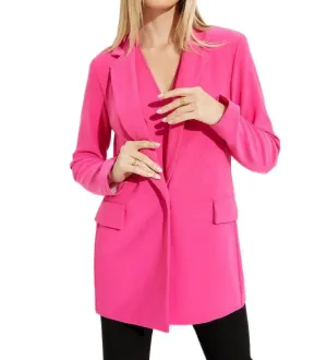 Open Front Silky Blazer In Dazzle Pink