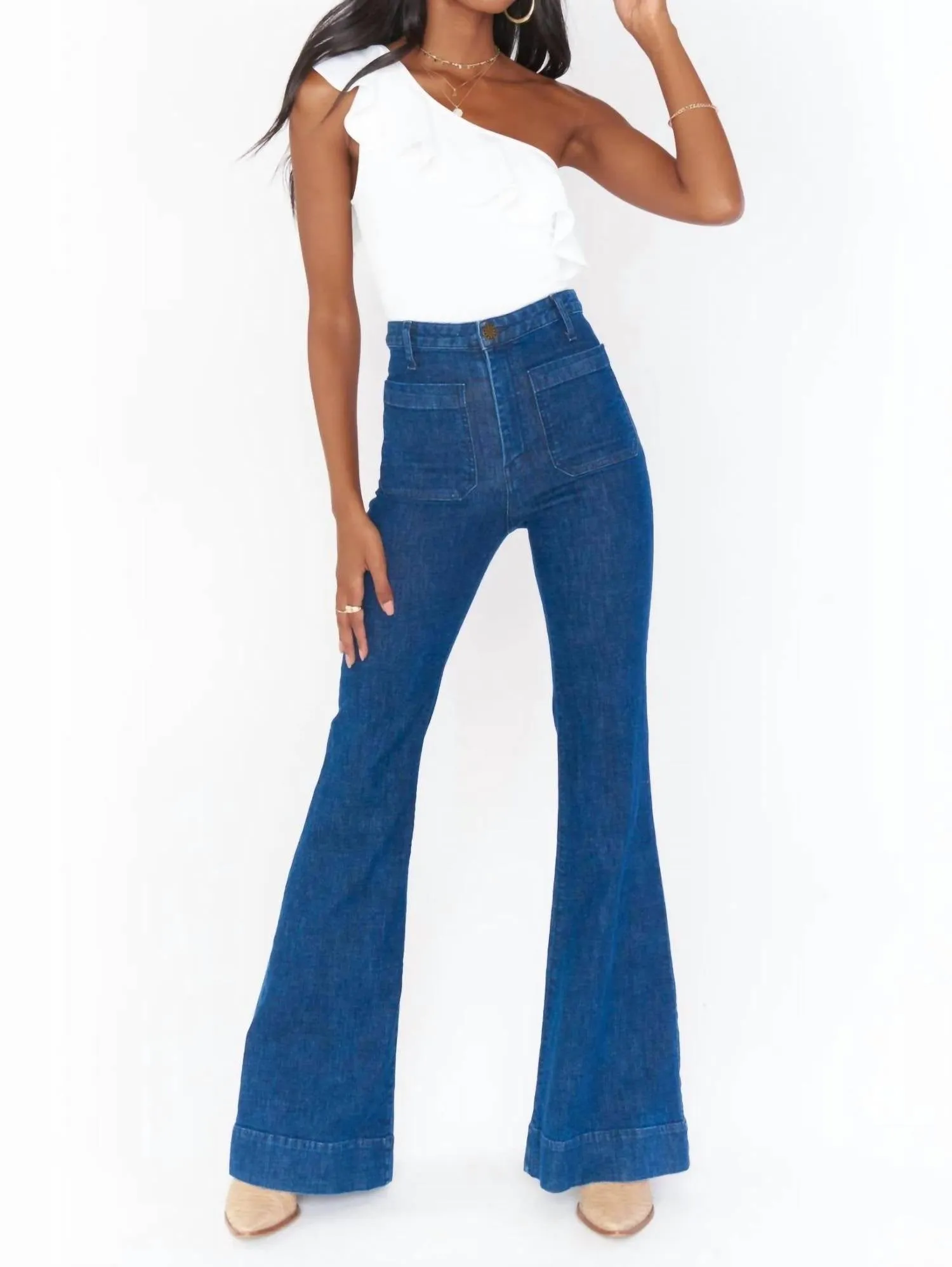 Ophelia Ruffle Bodysuit In Bone Stretch