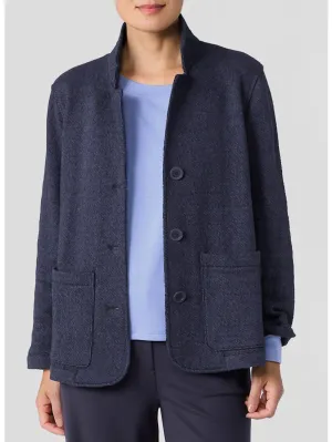 Organic Cotton Stand Collar Jacket In Ink