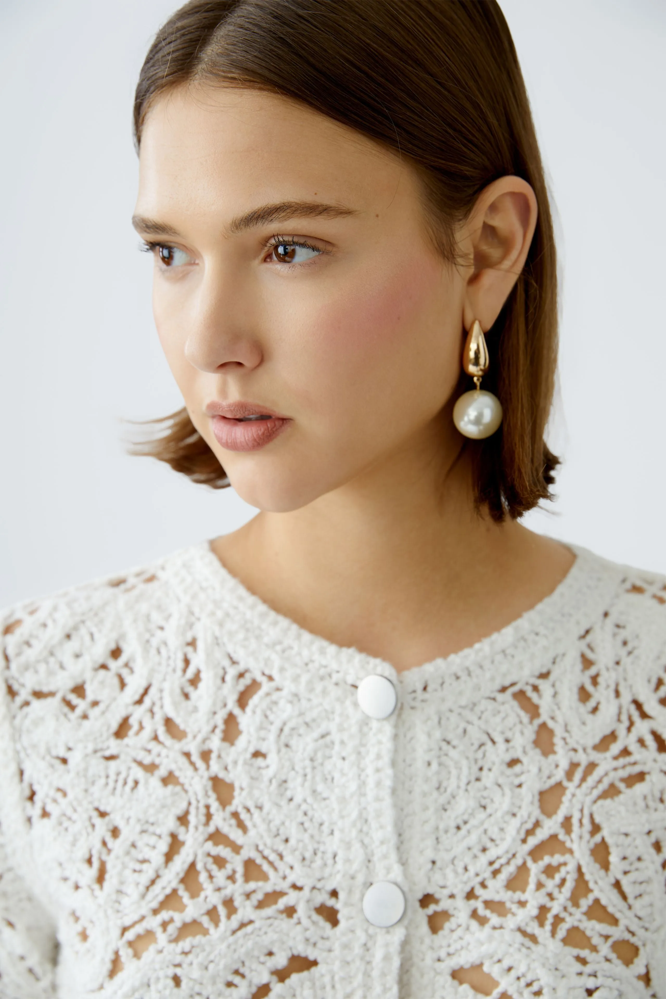 Oui Lace Jacket Style Cardigan in White