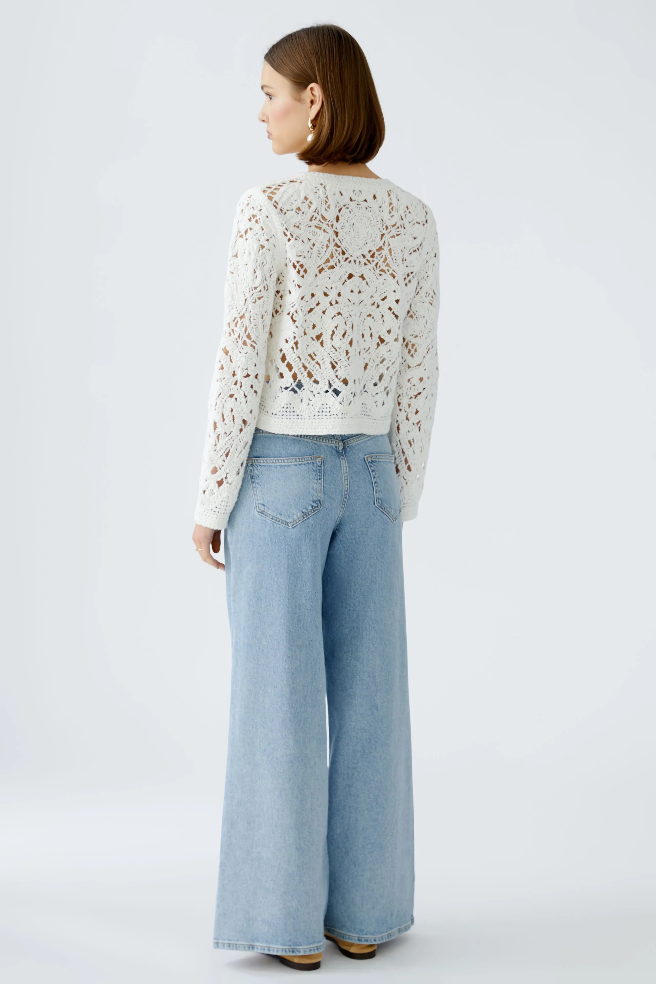Oui Lace Jacket Style Cardigan in White