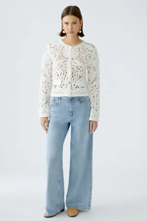 Oui Lace Jacket Style Cardigan in White