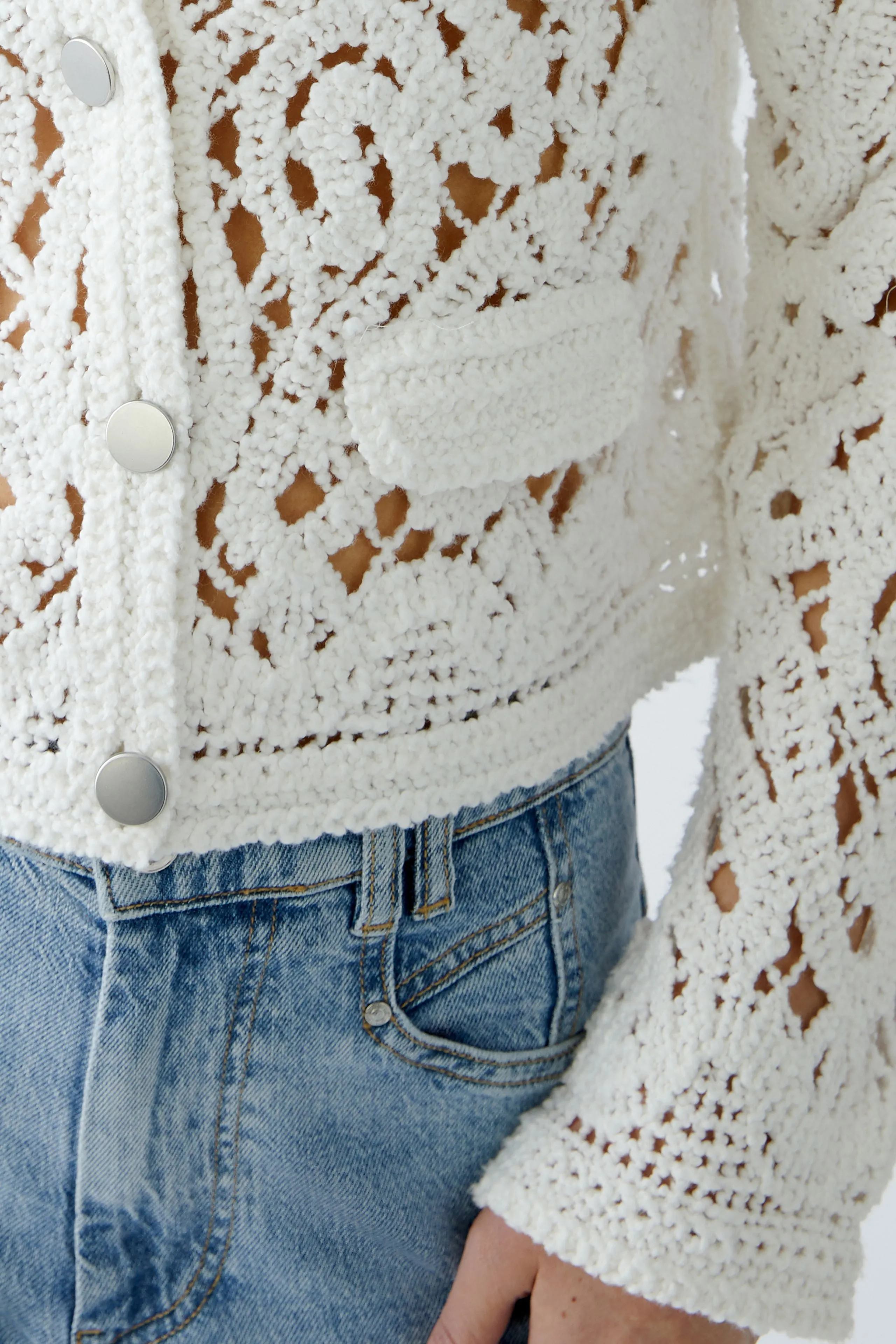 Oui Lace Jacket Style Cardigan in White