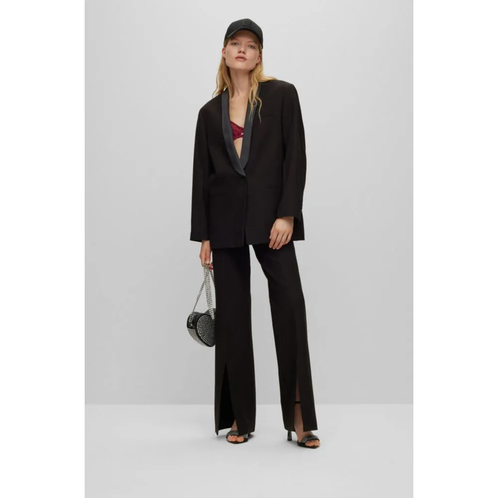 Oversize-fit jacket with shawl lapels