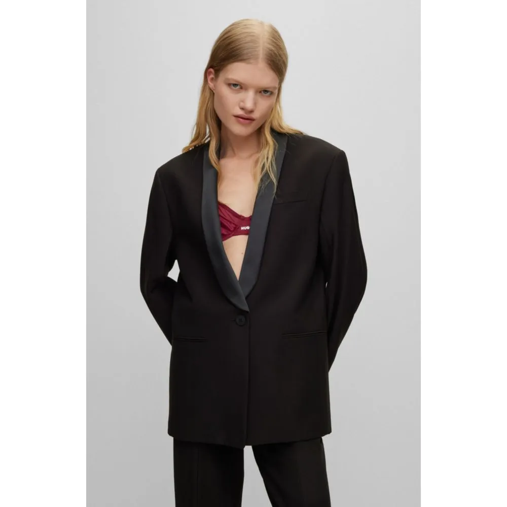 Oversize-fit jacket with shawl lapels