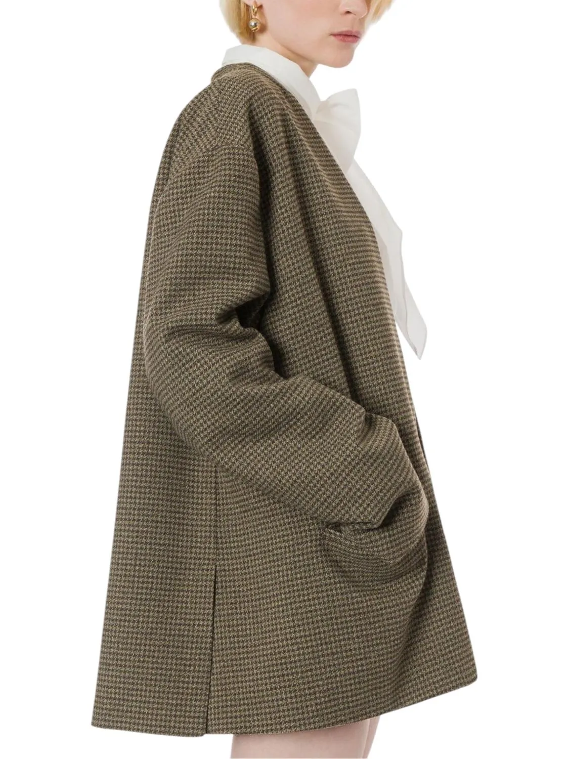 Oversized Houndstooth Jacket In Pine