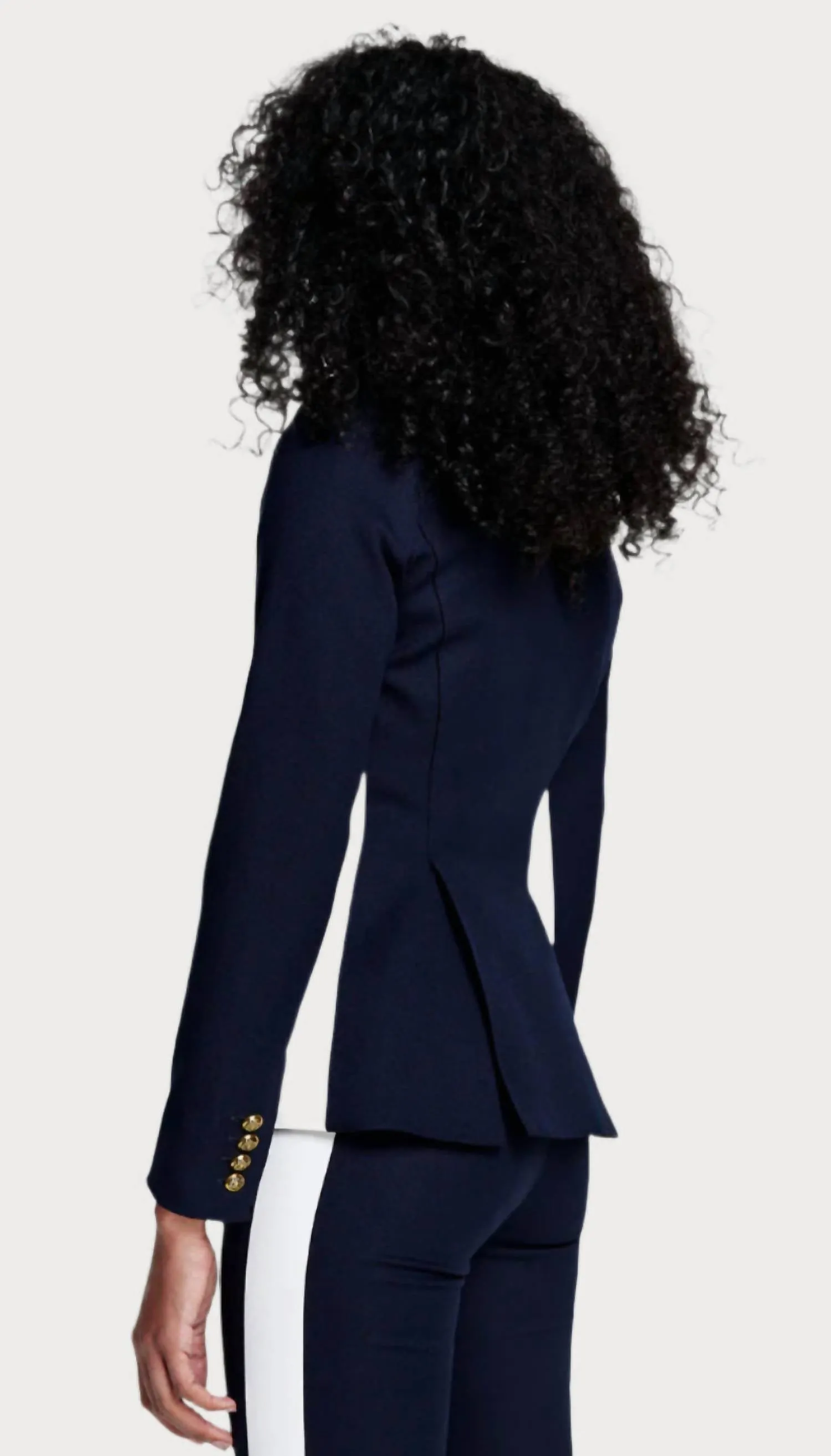 Patch Pocket Stripe Blazer In Deep Navy