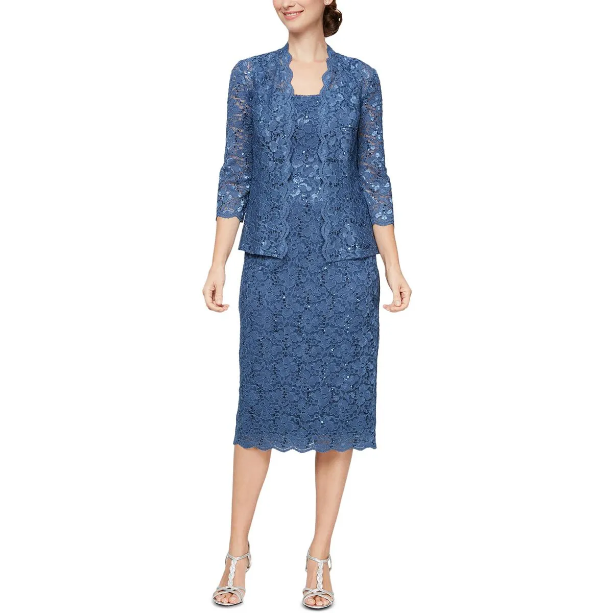 Petites Womens Lace Sequin Bolero