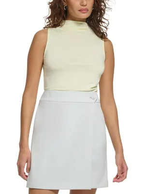 Petites Womens Ruched Peplum Top