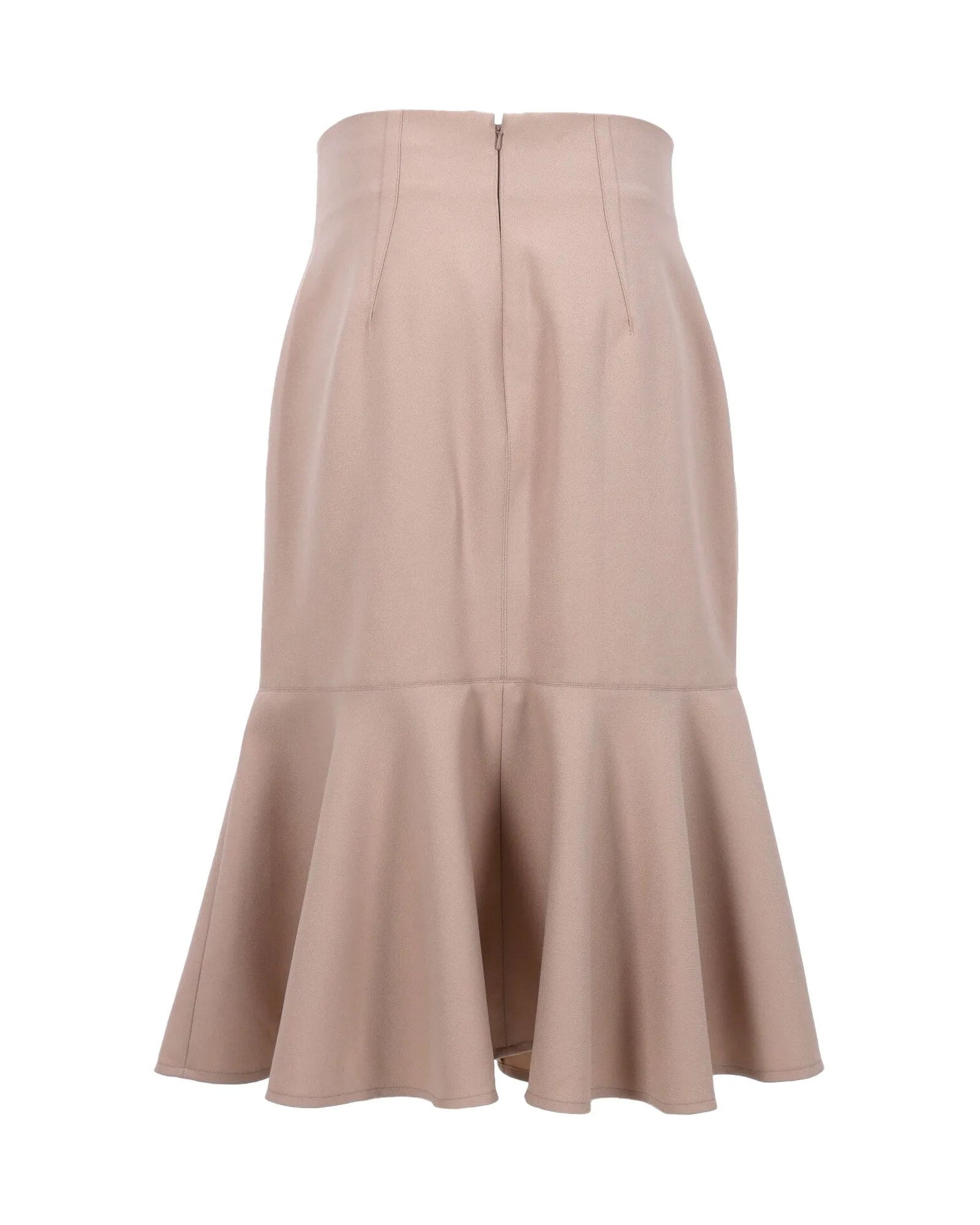 Philosophy Di Lorenzo Serafini High Waist Peplum Skirt in Beige Polyester