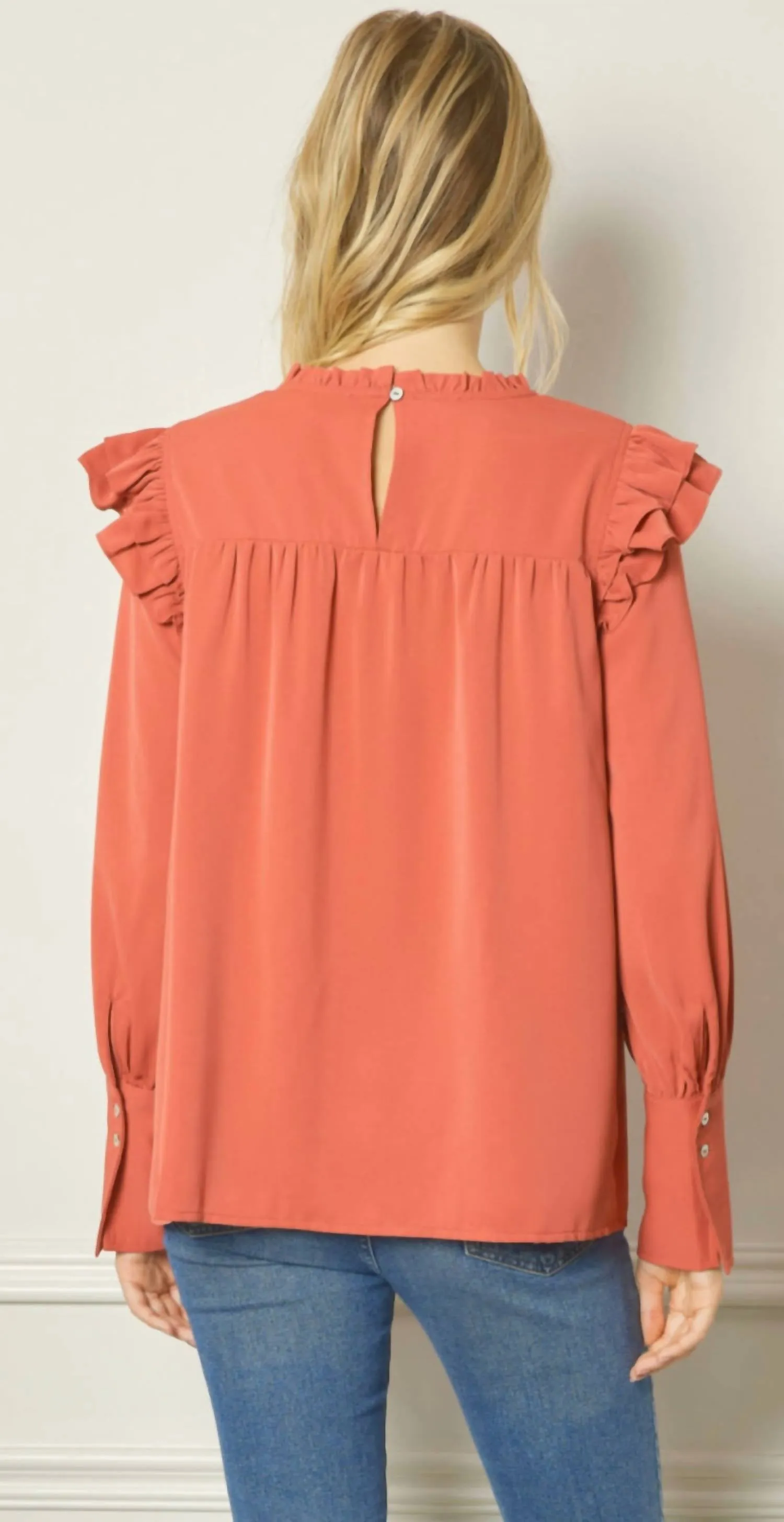 Pintucked And Pretty Top In Salmon