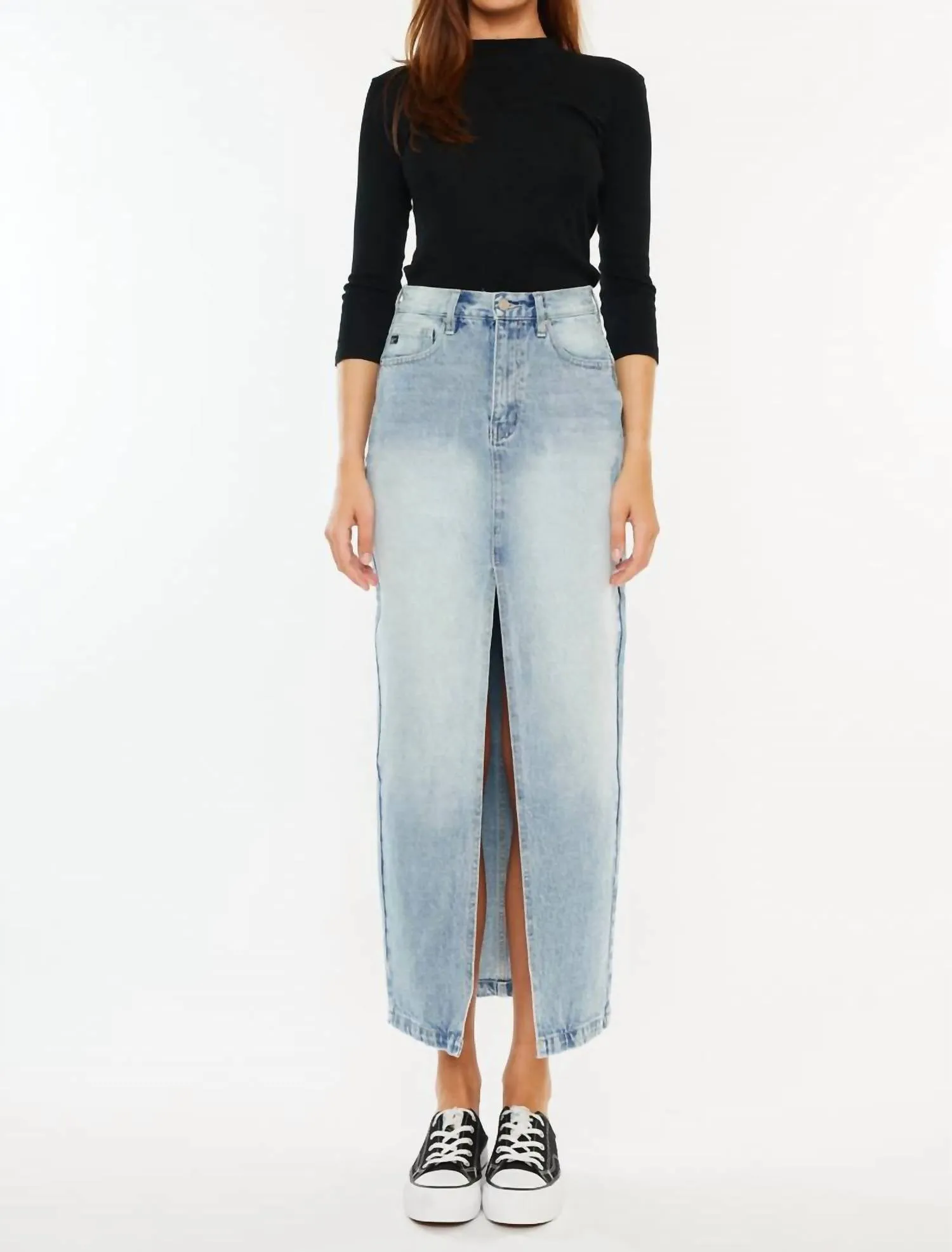 Pixie 90's Maxi Skirt In Light Wash