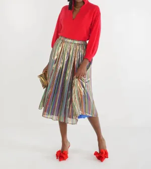 Pleated Midi Skirt In Tinsel