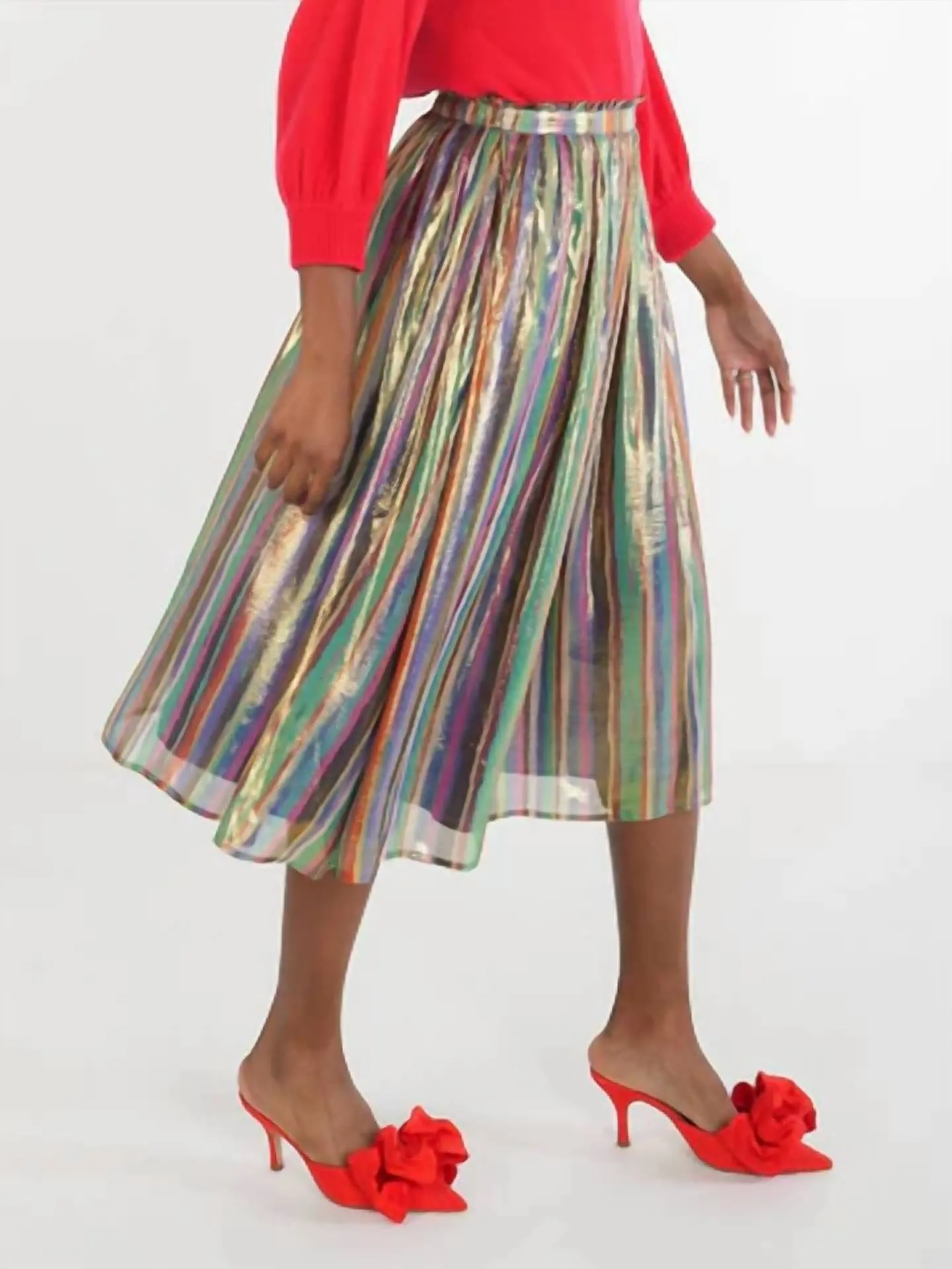 Pleated Midi Skirt In Tinsel