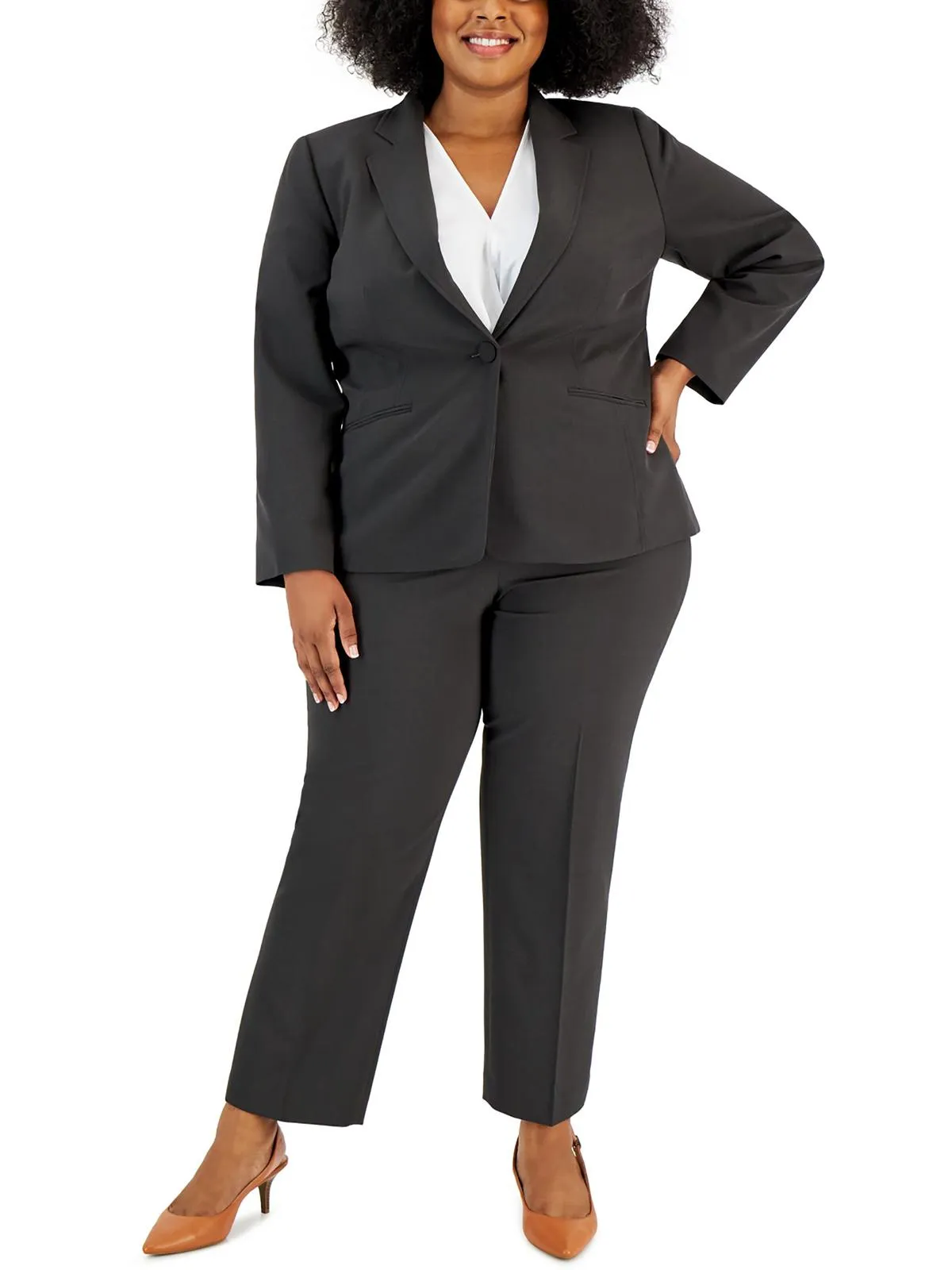 Plus Womens 2PC Polyester Pant Suit