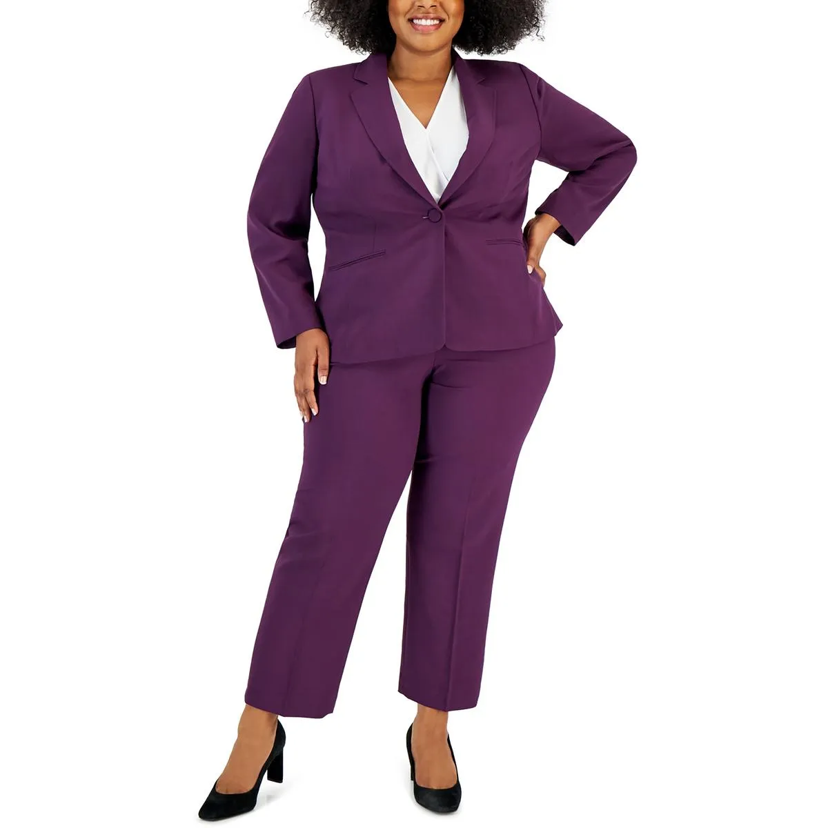 Plus Womens 2PC Polyester Pant Suit