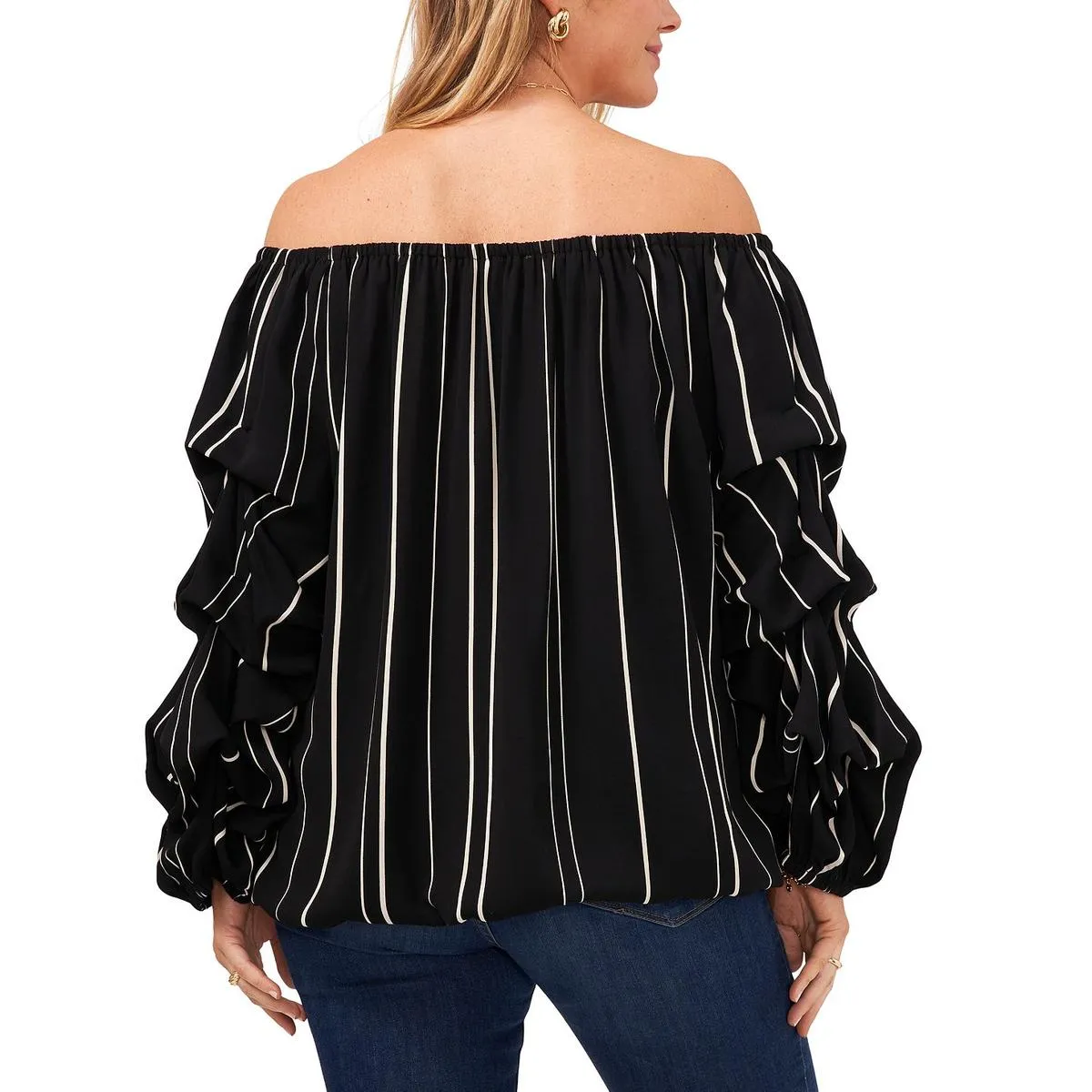 Plus   Womens Gathered Sleeve Tie Front Pullover Top