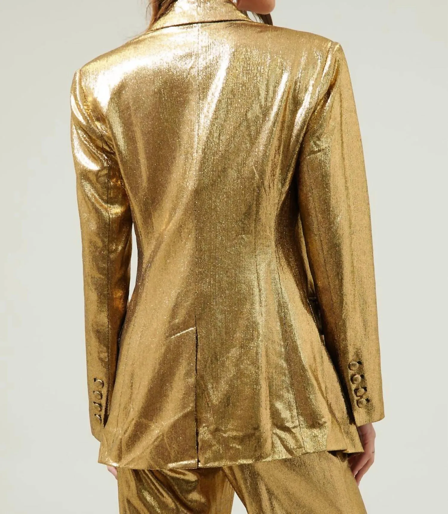 Primadonna Pintuck Fitted Blazer In Gold