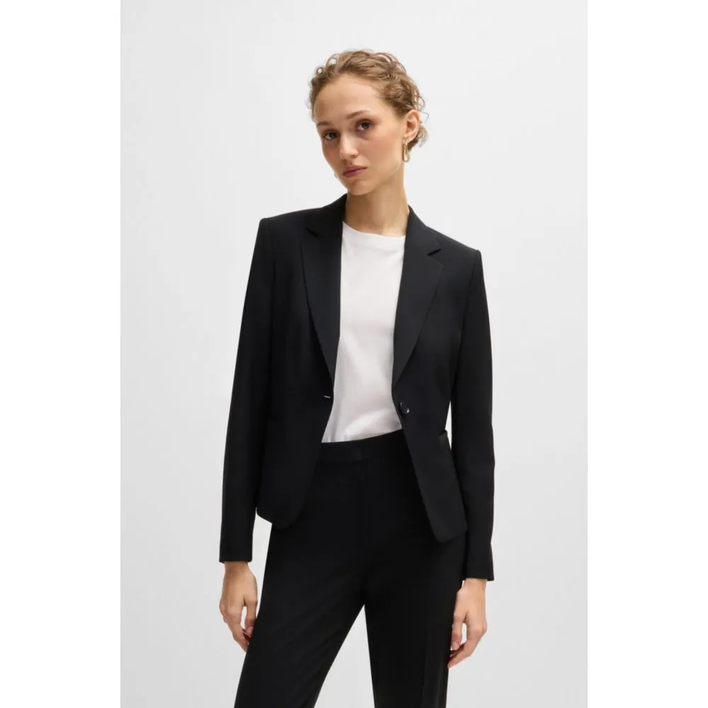 Regular-fit button-up jacket in virgin wool