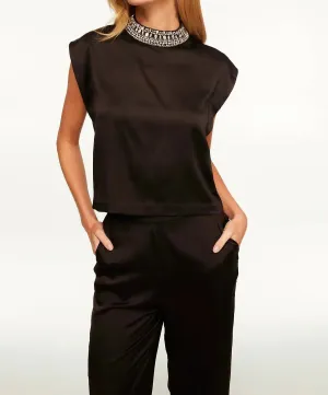 Riley Top In Black Satin