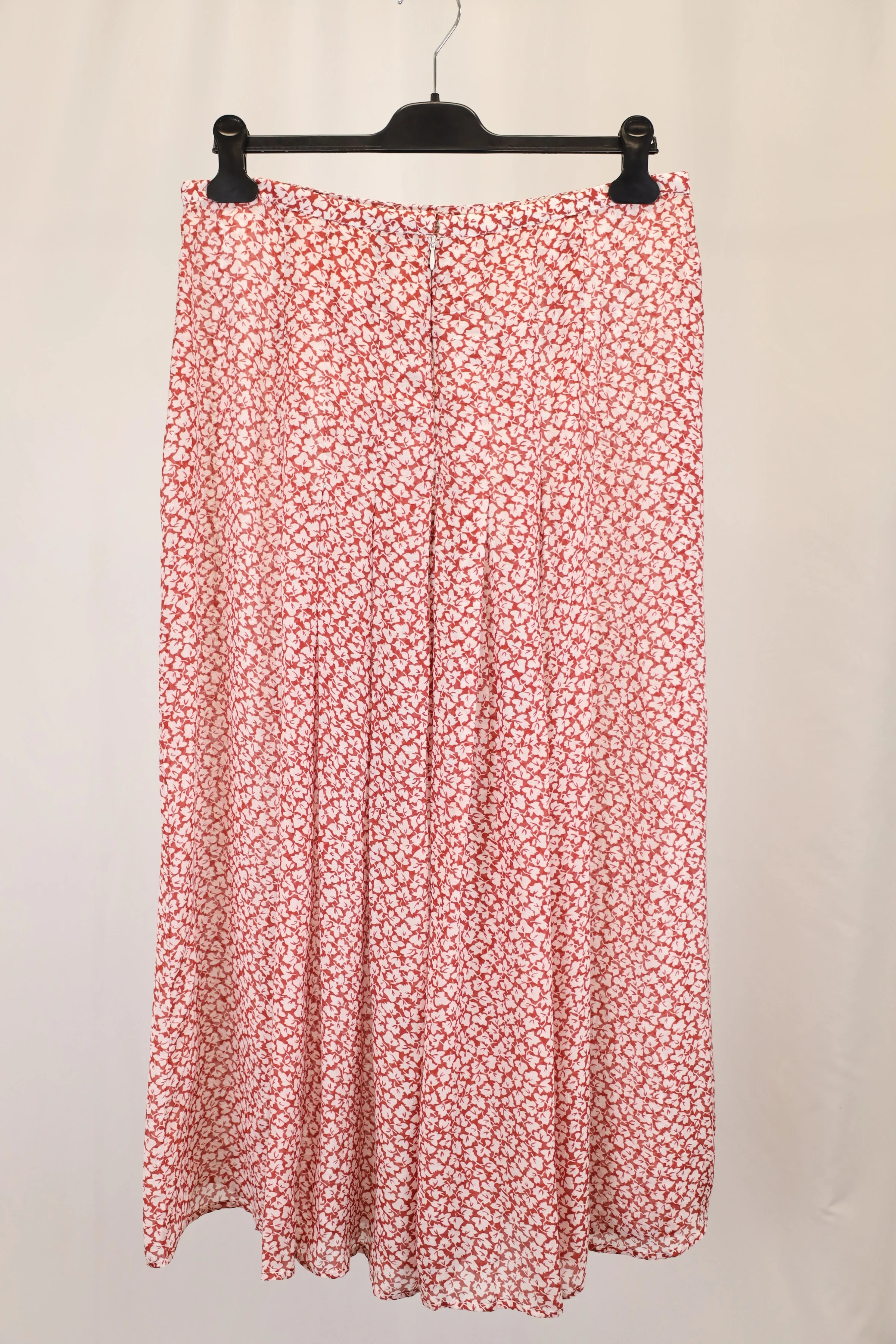 Rixo Georgia Pleated Printed Crepe Midi Skirt in Red Modal