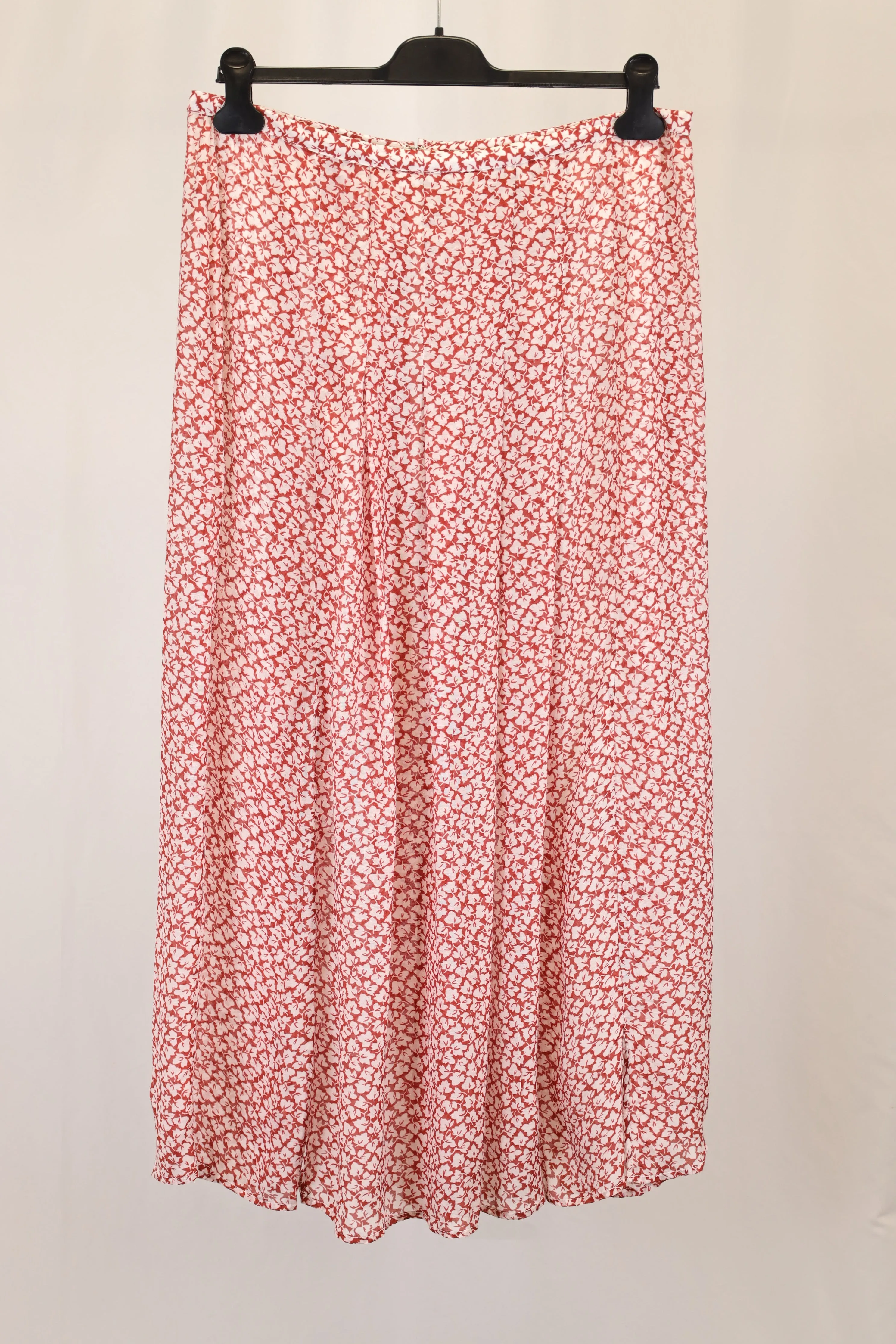 Rixo Georgia Pleated Printed Crepe Midi Skirt in Red Modal