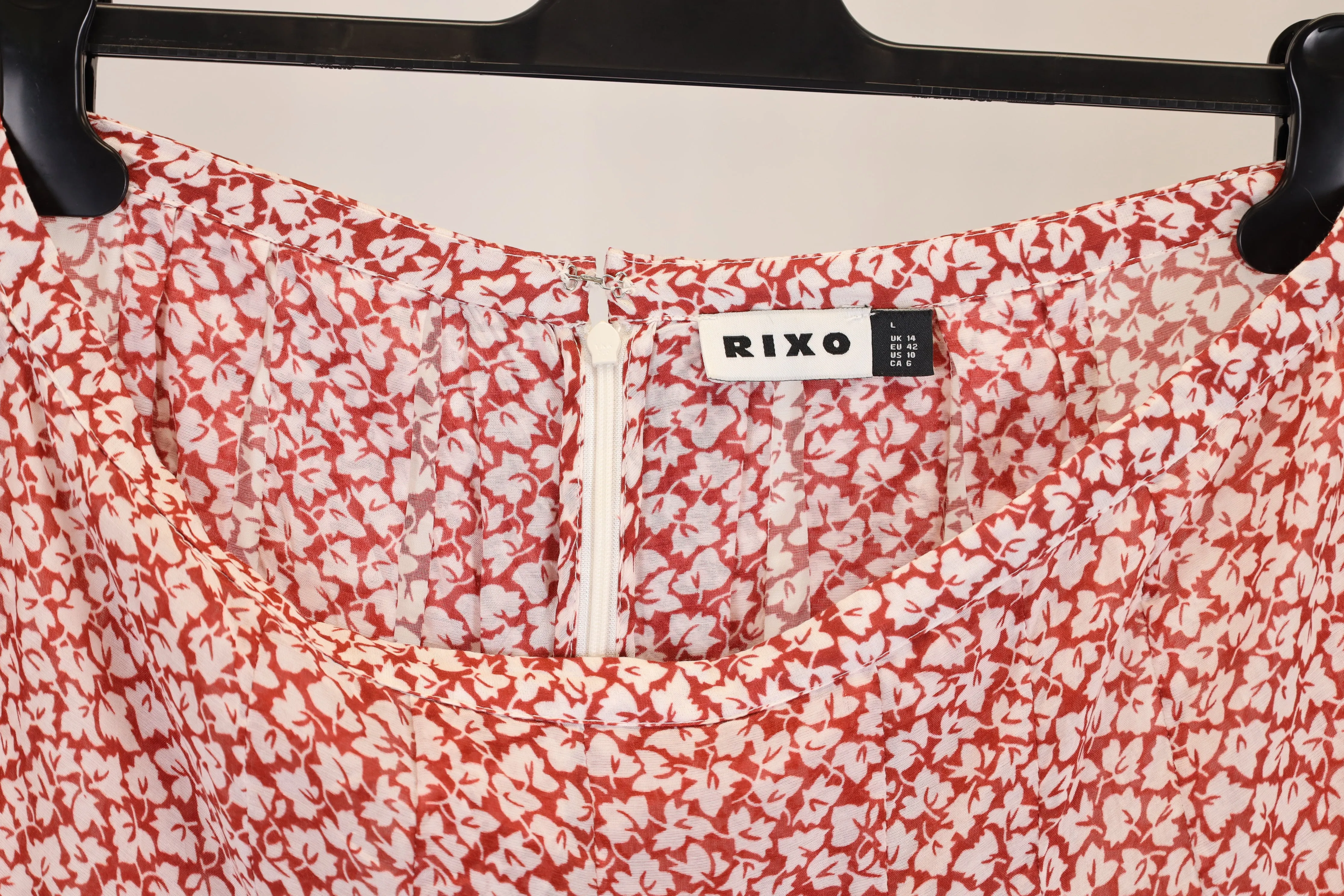 Rixo Georgia Pleated Printed Crepe Midi Skirt in Red Modal