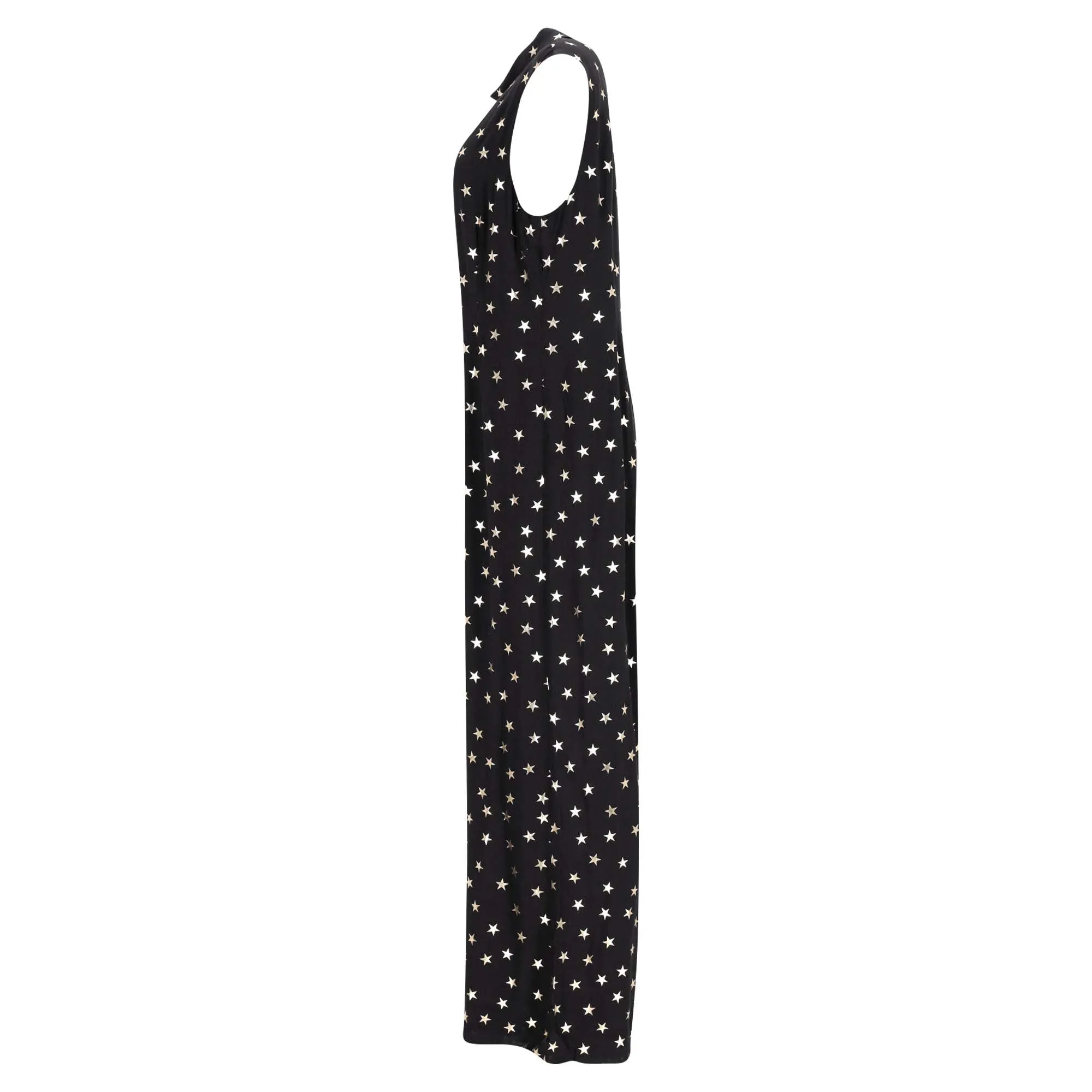 Rixo Star-print Reverse-collar Jumpsuit in Black Viscose