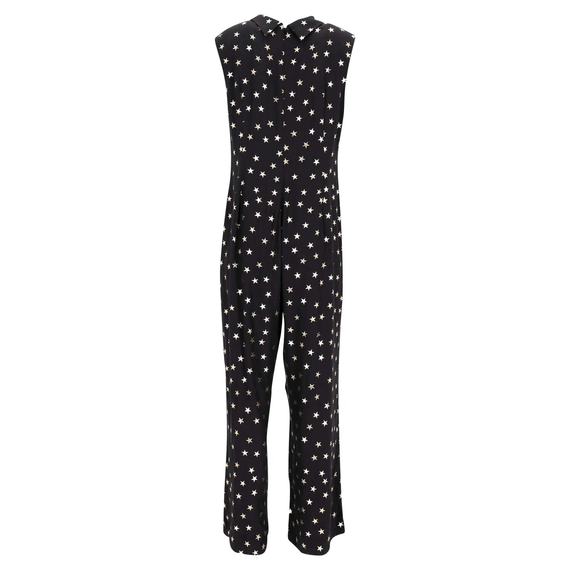 Rixo Star-print Reverse-collar Jumpsuit in Black Viscose