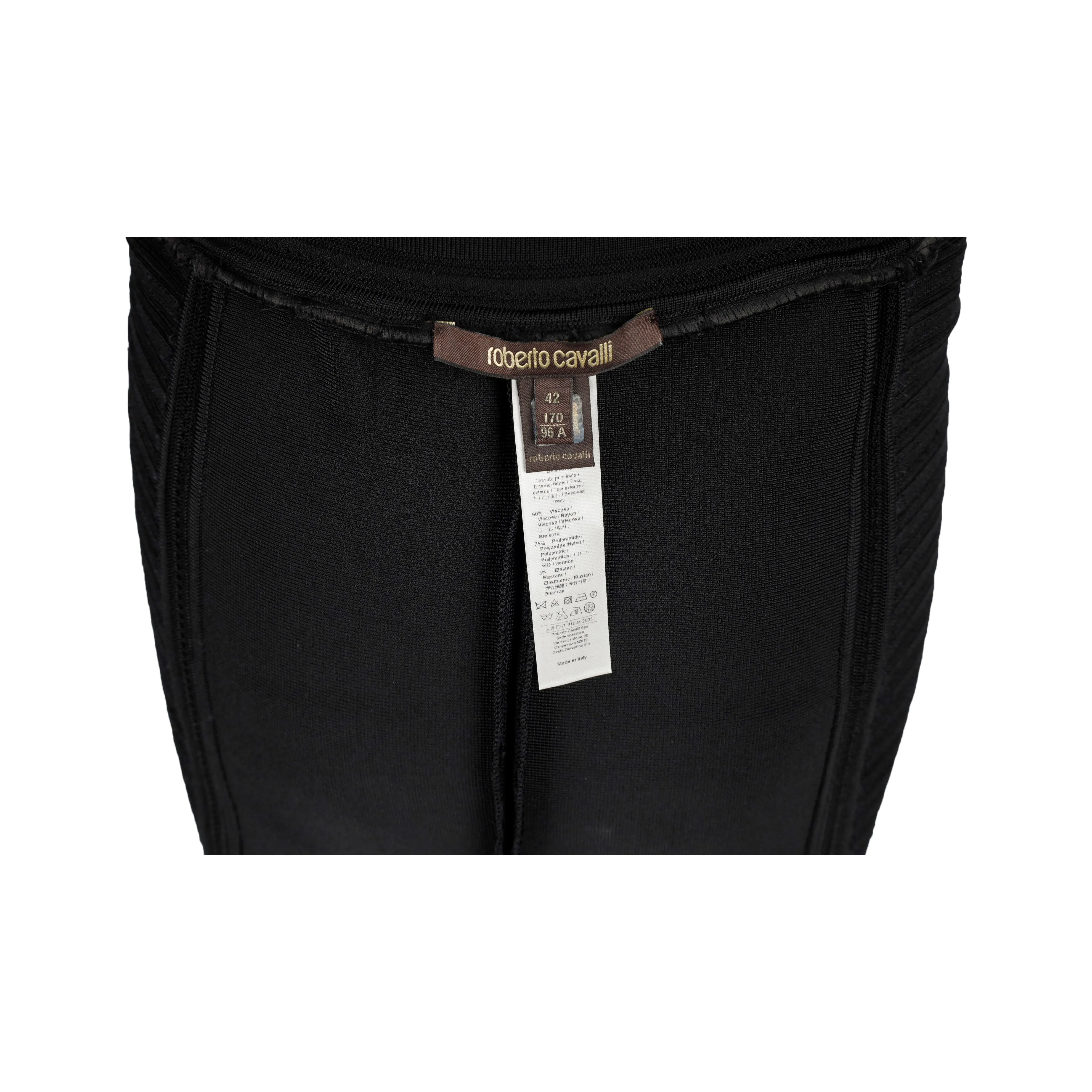 Roberto Cavalli Strechy Midi Skirt with Lined Details - '10s