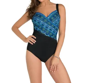 Rockin' Moroccan Dd-Cup Sanibel Underwire One Piece Swimsuit In Blue