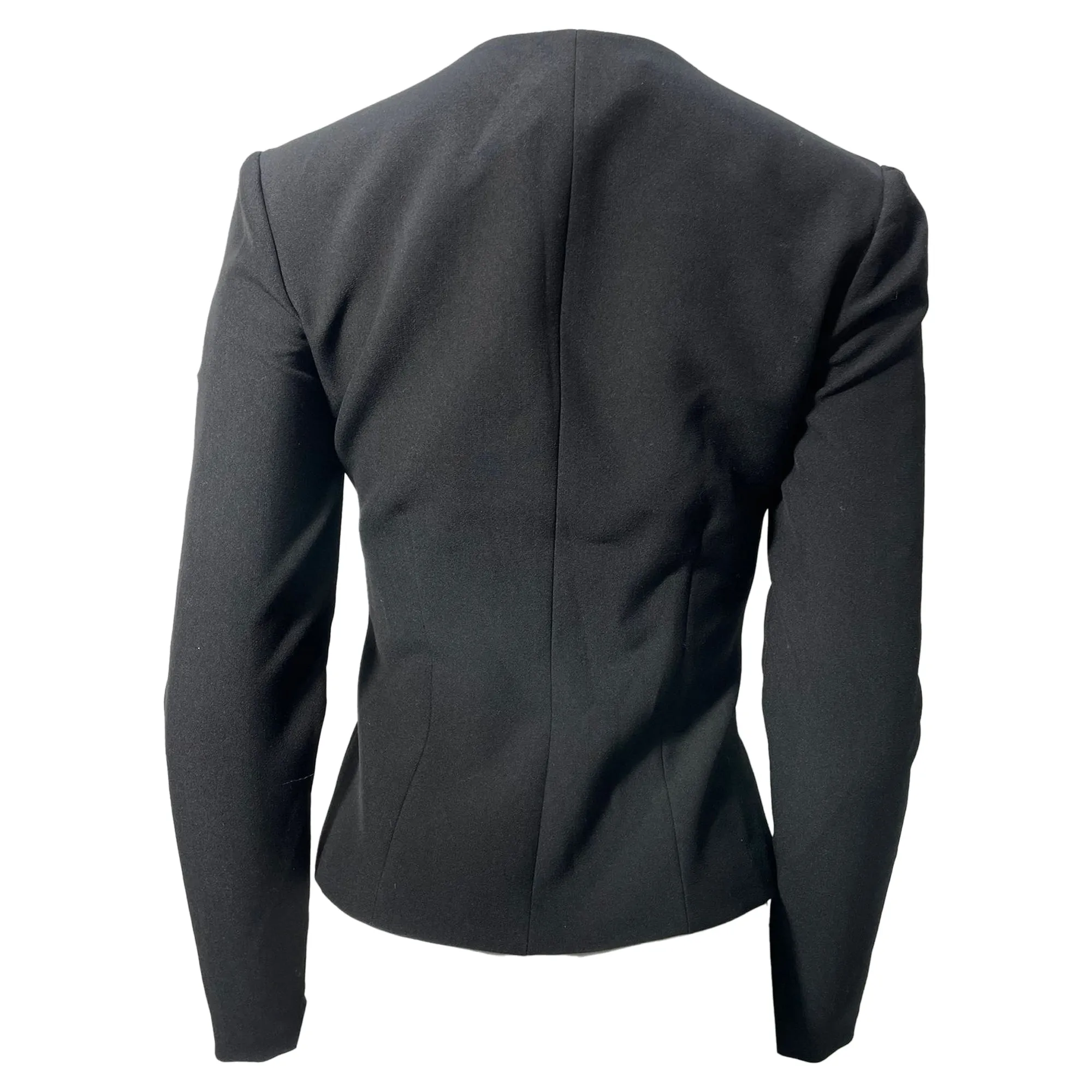 Roland Mouret Collared Hidden Closure Blazer in Black Wool