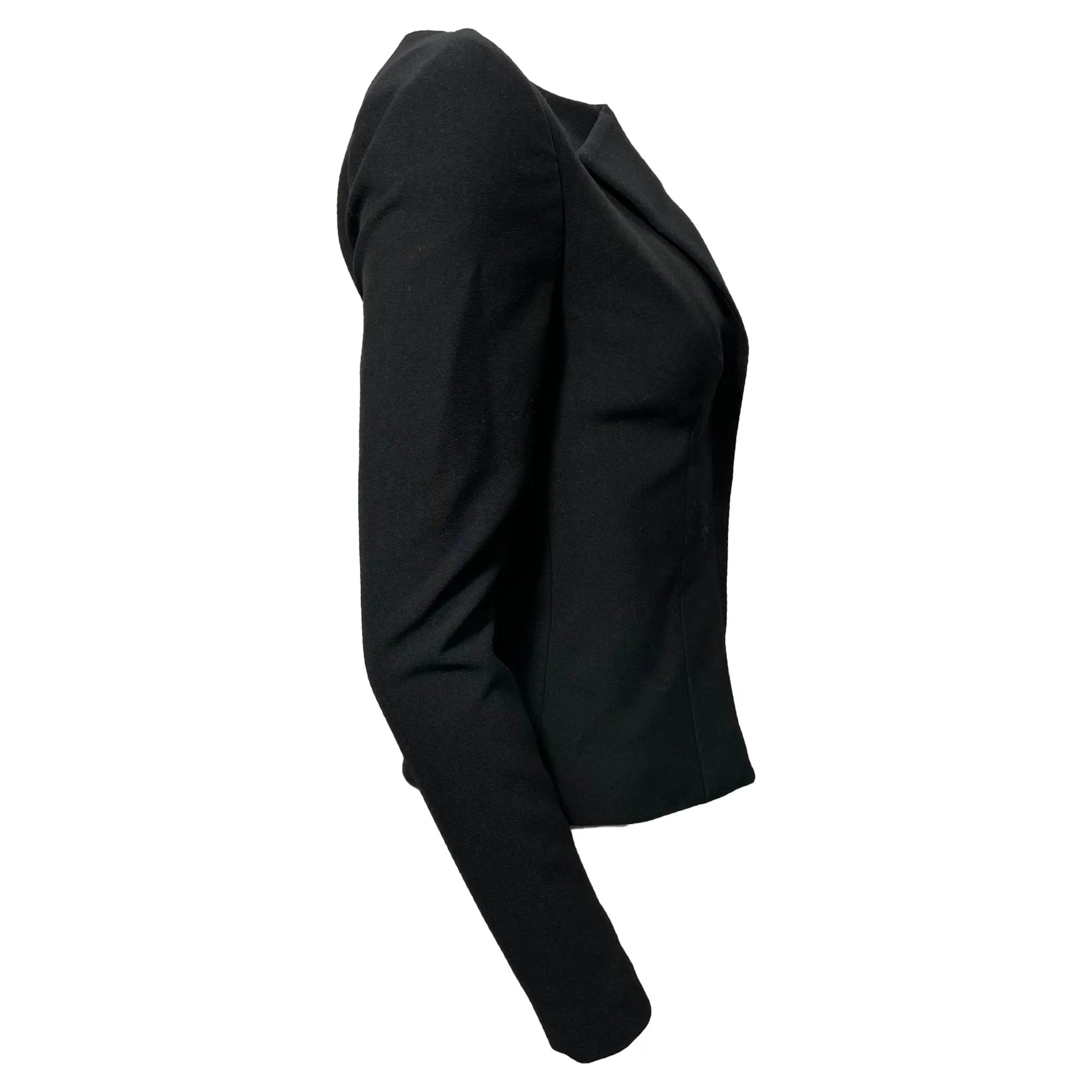 Roland Mouret Collared Hidden Closure Blazer in Black Wool