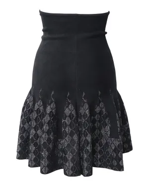 Roland Mouret Fluted Godet Skirt in Black Viscose
