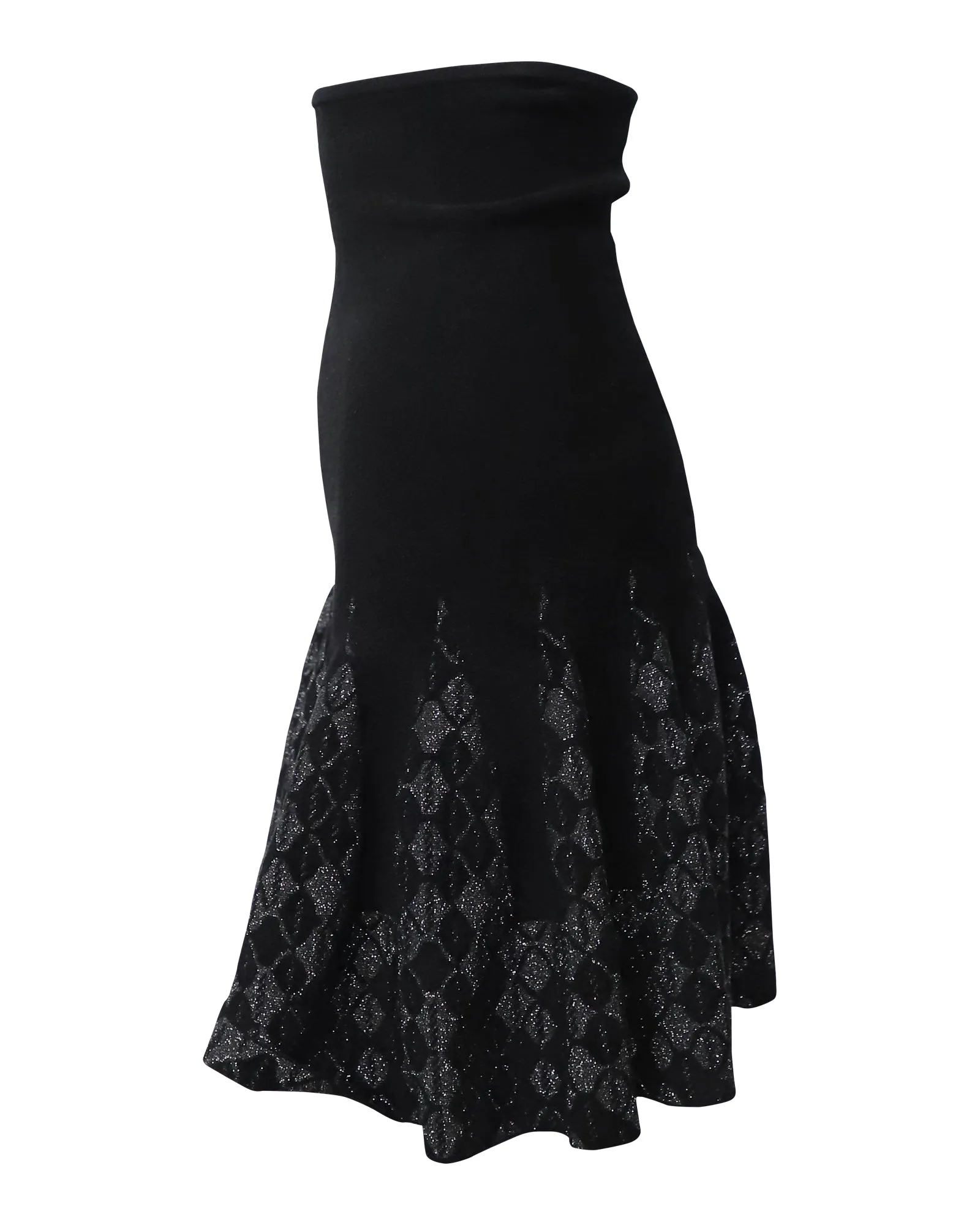 Roland Mouret Fluted Godet Skirt in Black Viscose
