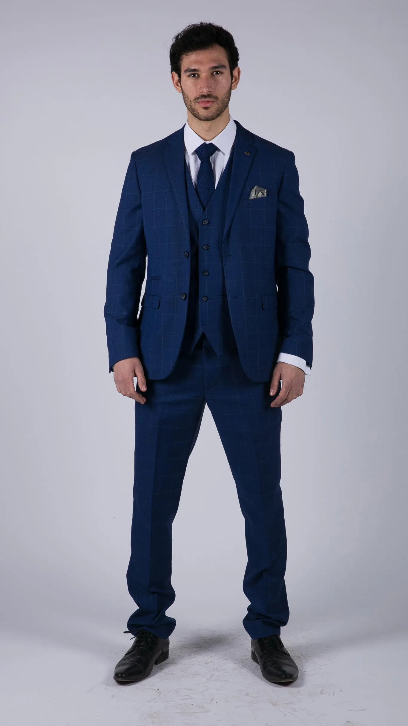 Rover 3 Piece Suit Blue Check Suit Formal