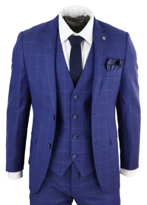 Rover 3 Piece Suit Blue Check Suit Formal