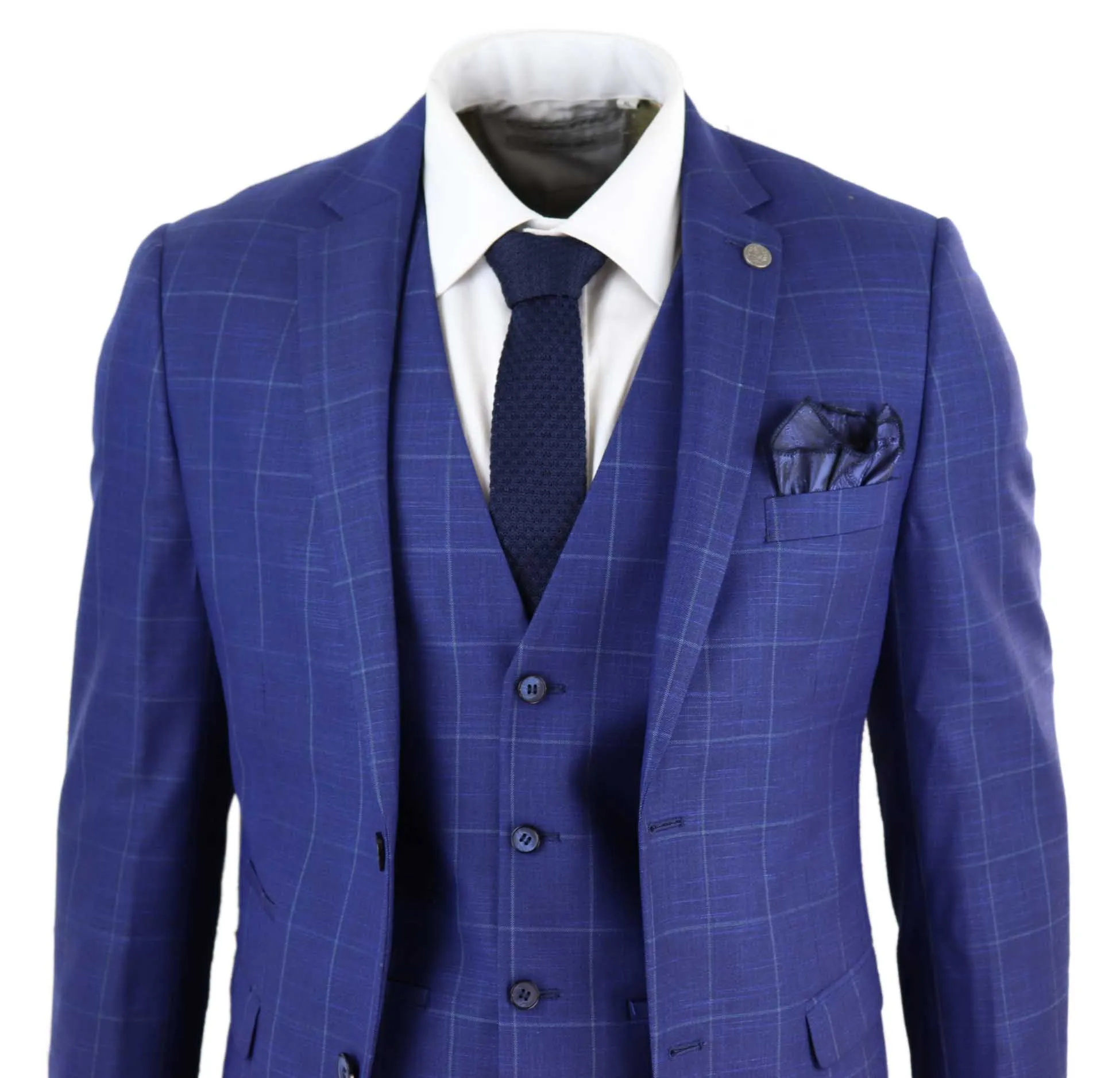 Rover 3 Piece Suit Blue Check Suit Formal