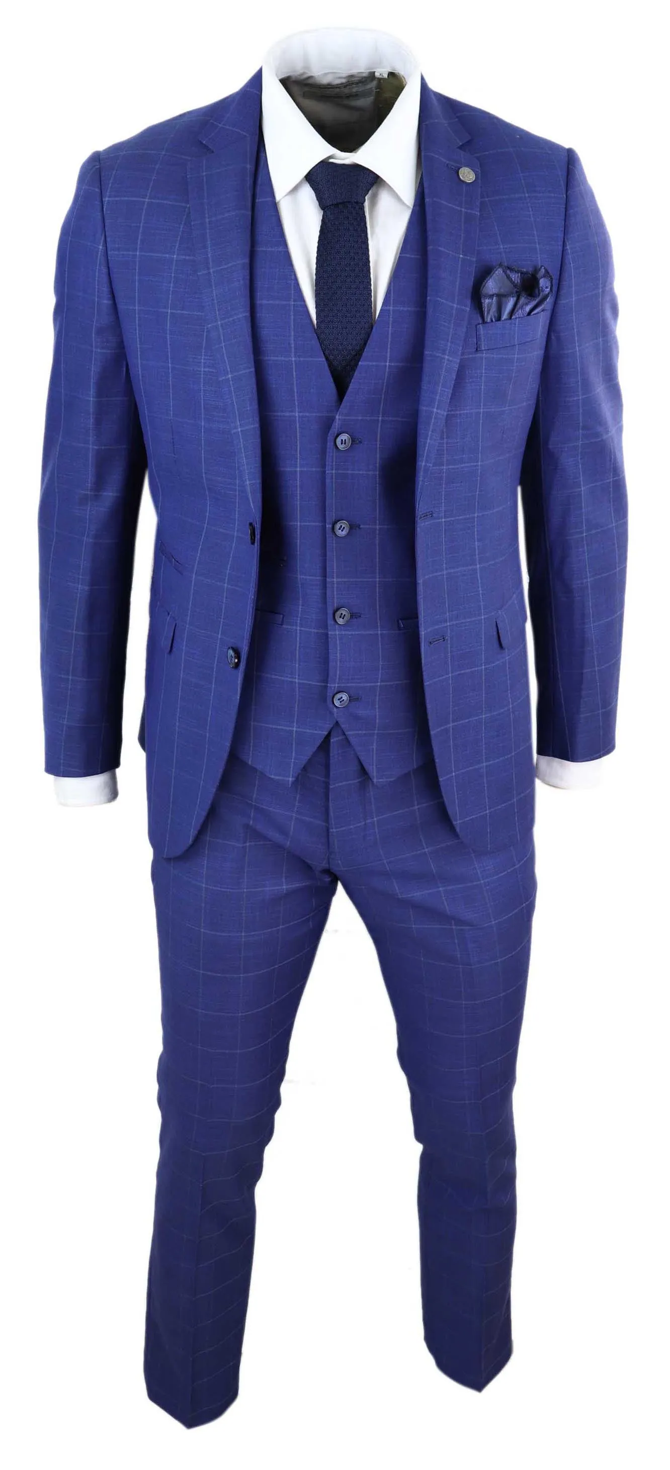 Rover 3 Piece Suit Blue Check Suit Formal