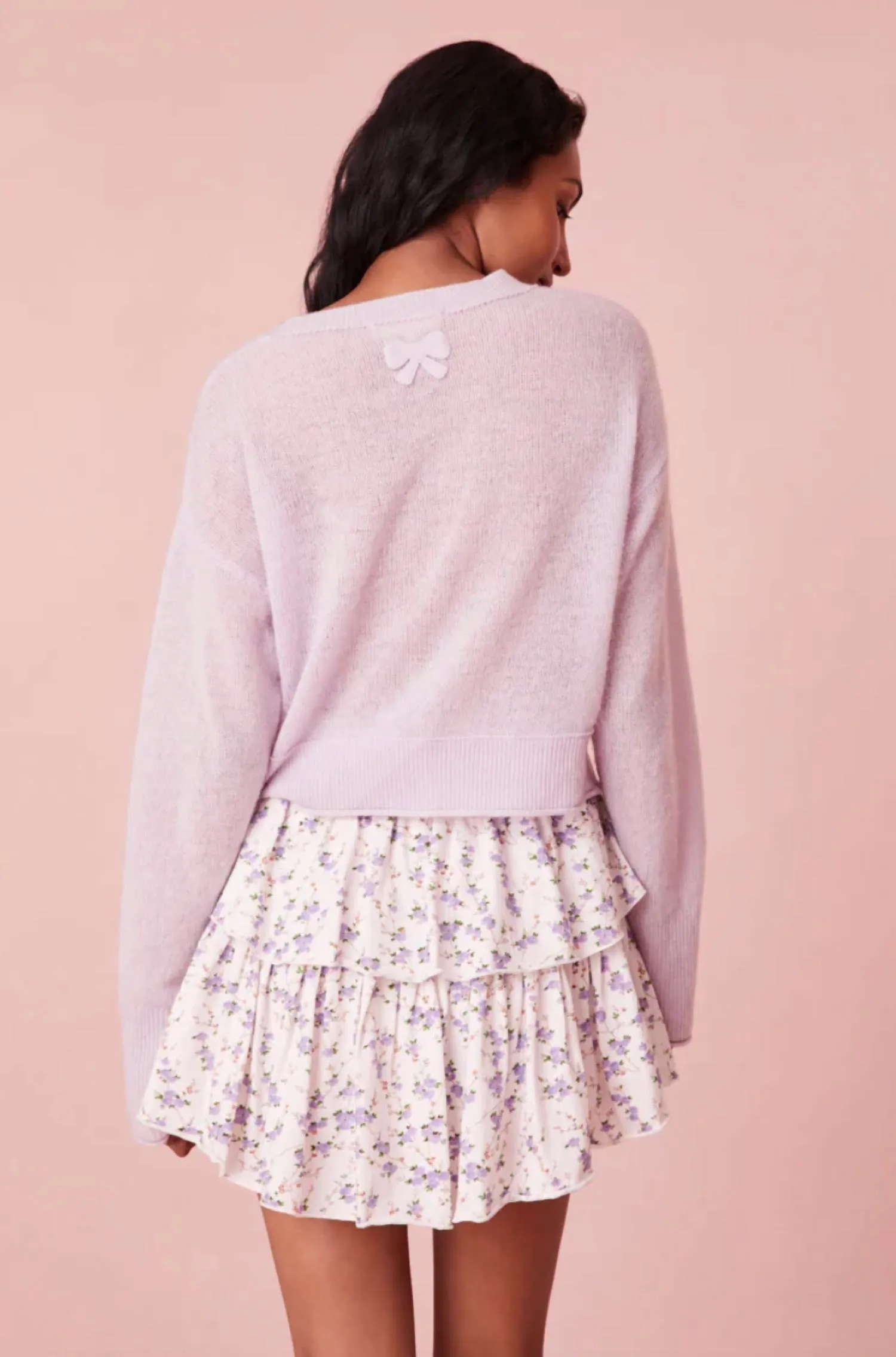 Ruffle Mini Dainty Skirt In Dusty Lavender