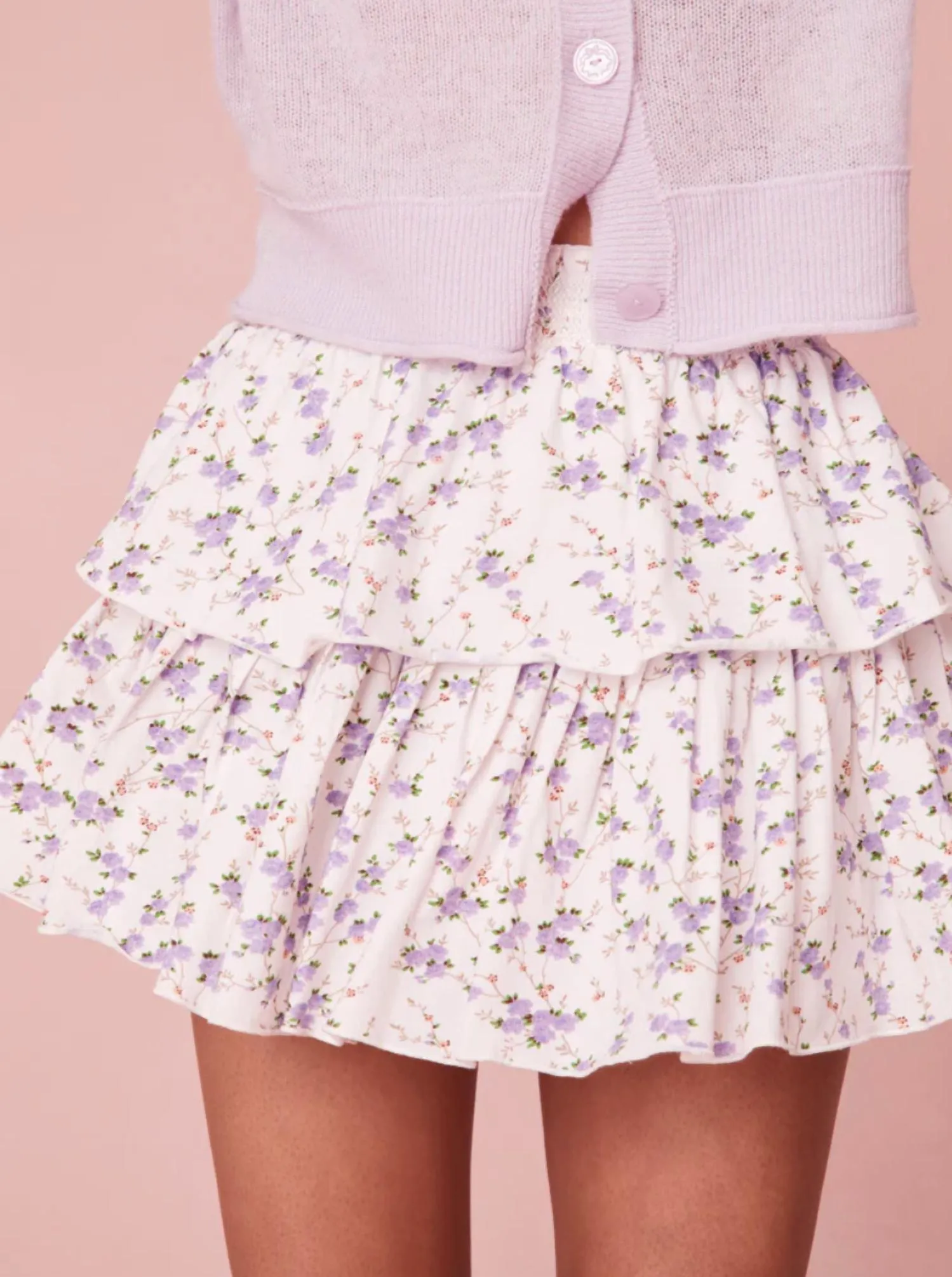 Ruffle Mini Dainty Skirt In Dusty Lavender